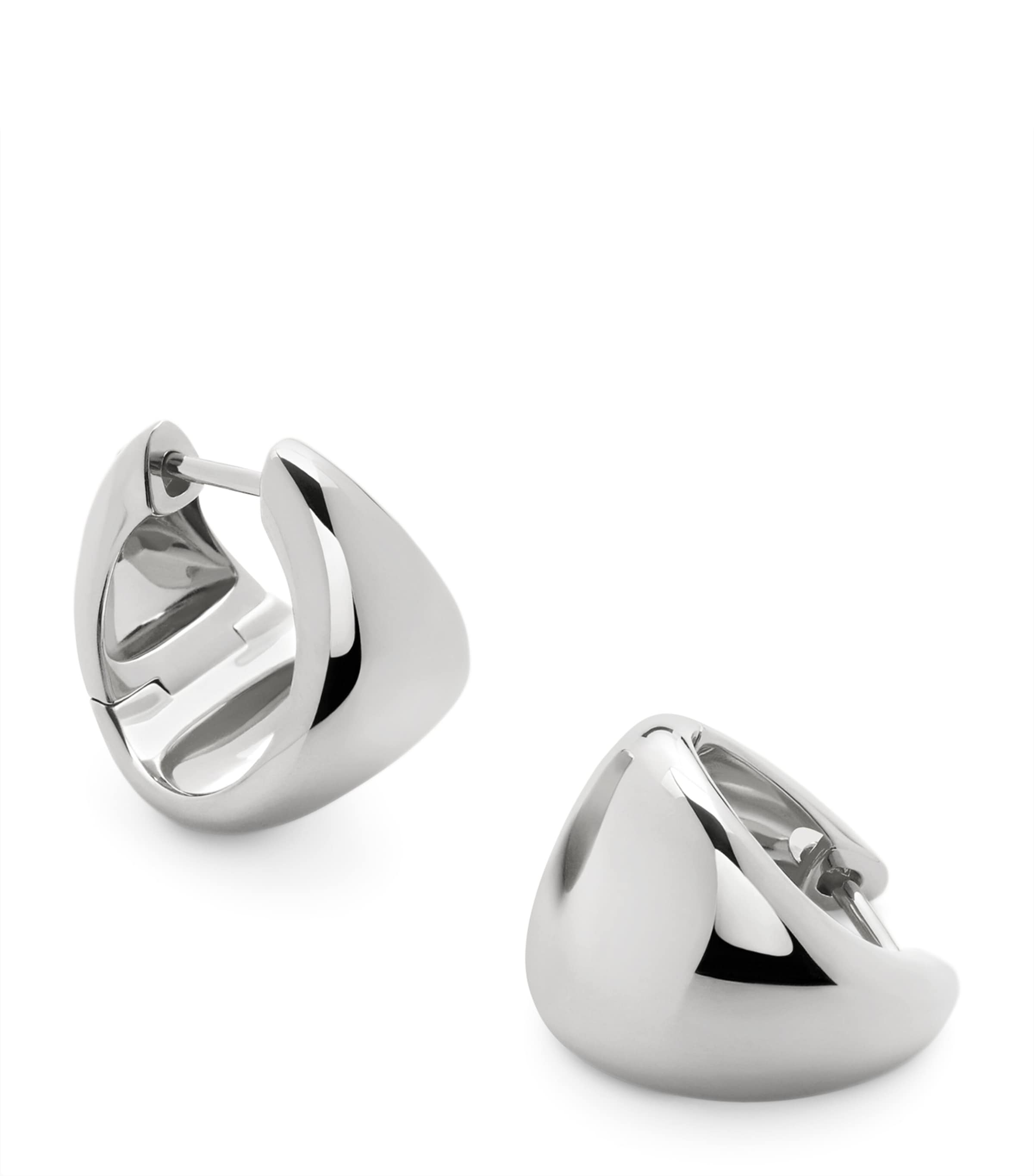 Monica Vinader Medium Sterling Silver Tapered Huggie Earrings In White