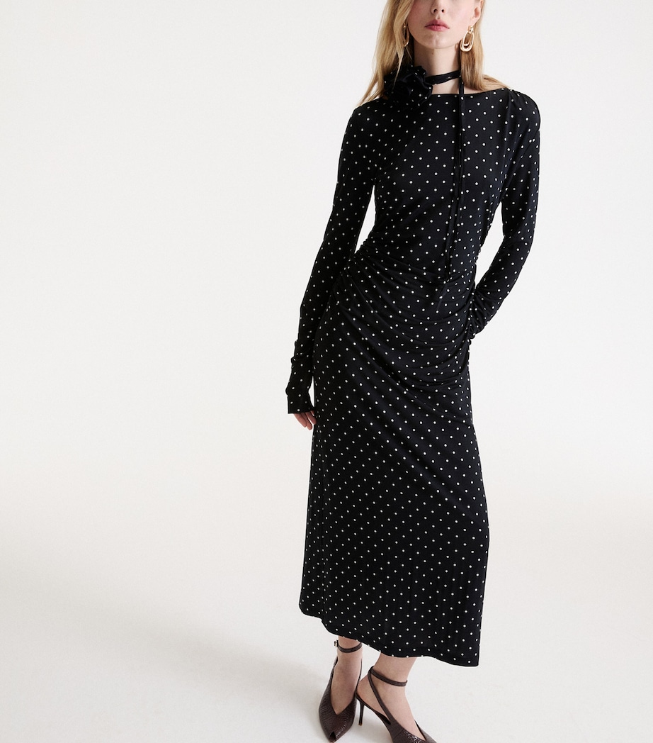 Marella Womens Jersey Polka-Dot Maxi Dress Black Image 4