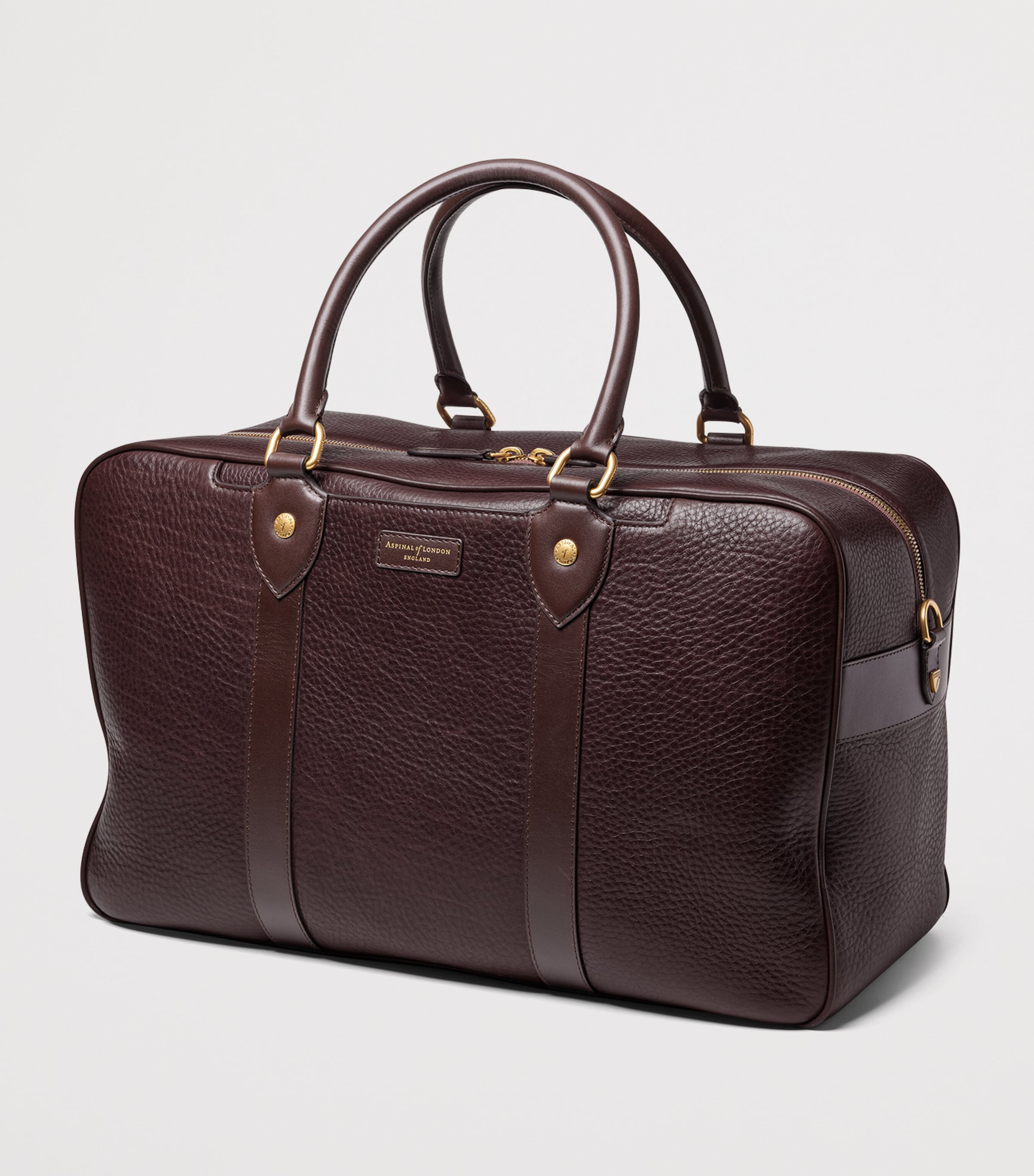 Aspinal Of London Grained Leather 36-Hour Holdall Conker Image 2