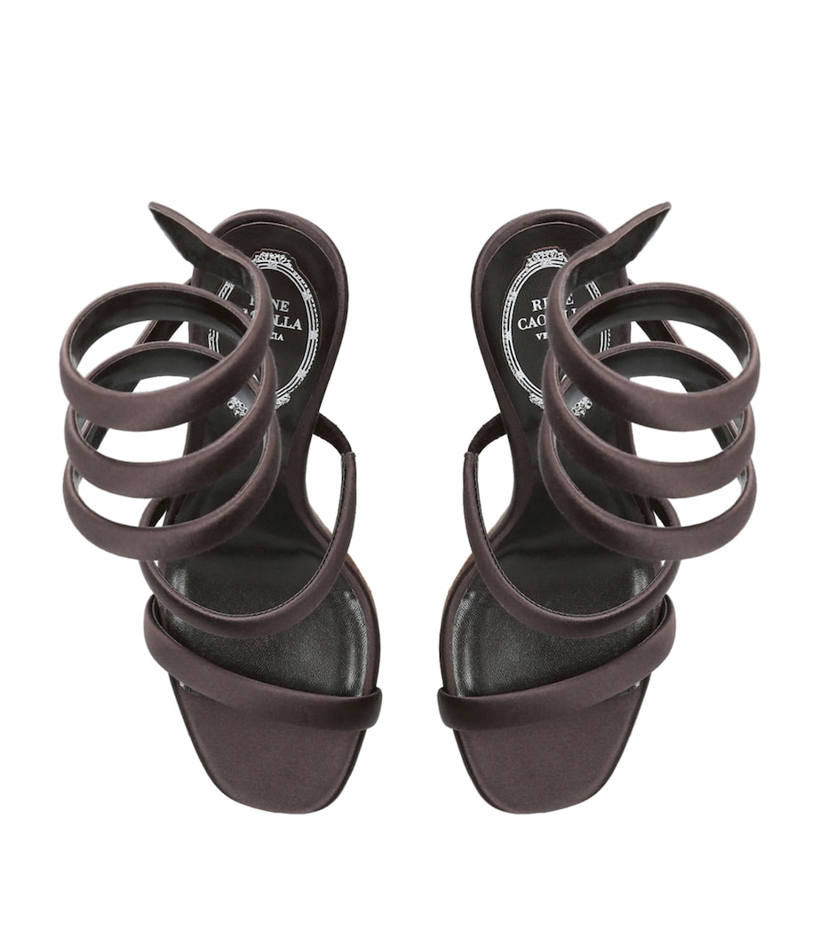 René Caovilla Satin Cleo Heeled Sandals 105 Dark Brown Image 4