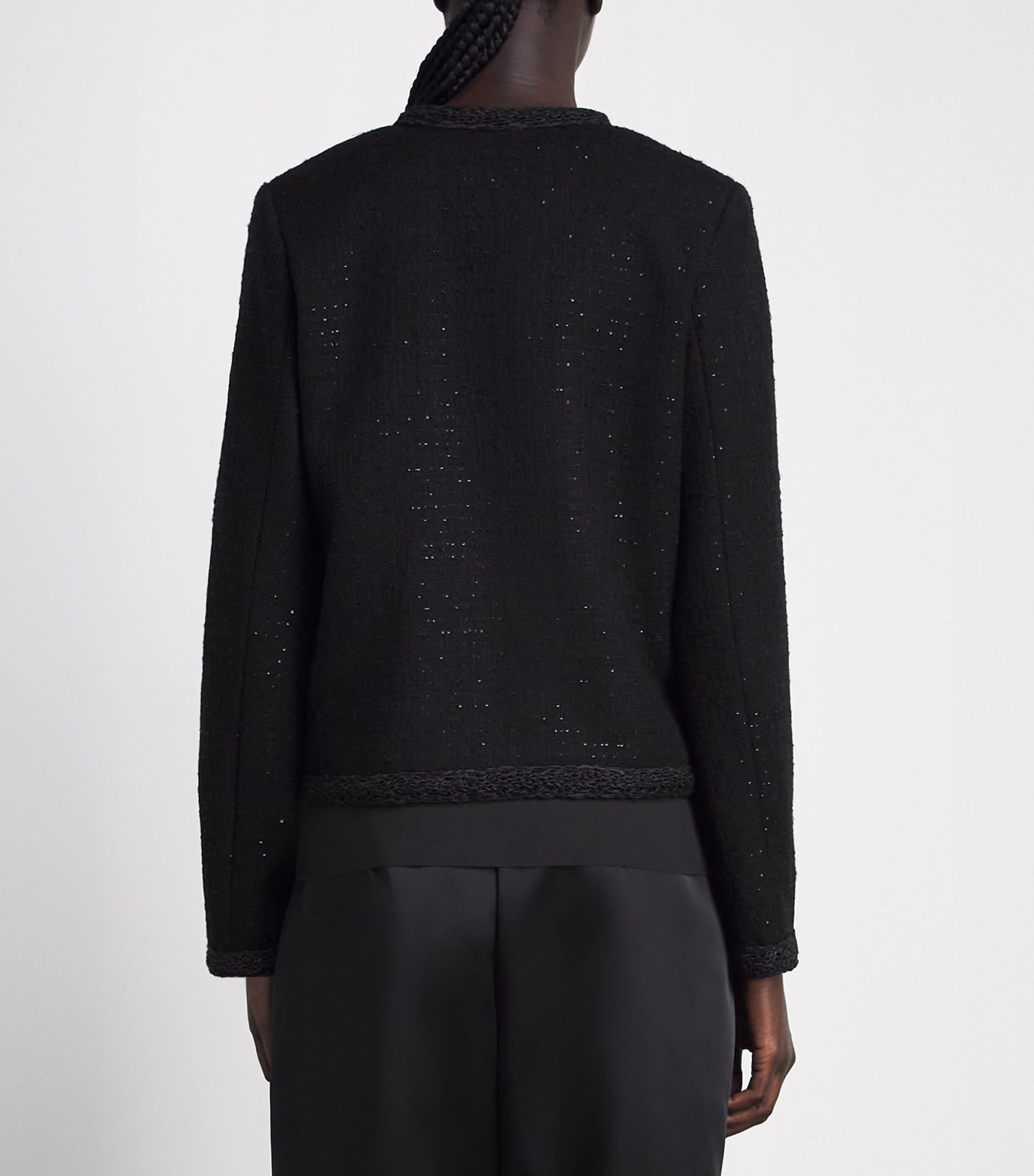 Fabiana Filippi Womens Tweed Sequin Cropped Jacket Nero Image 5