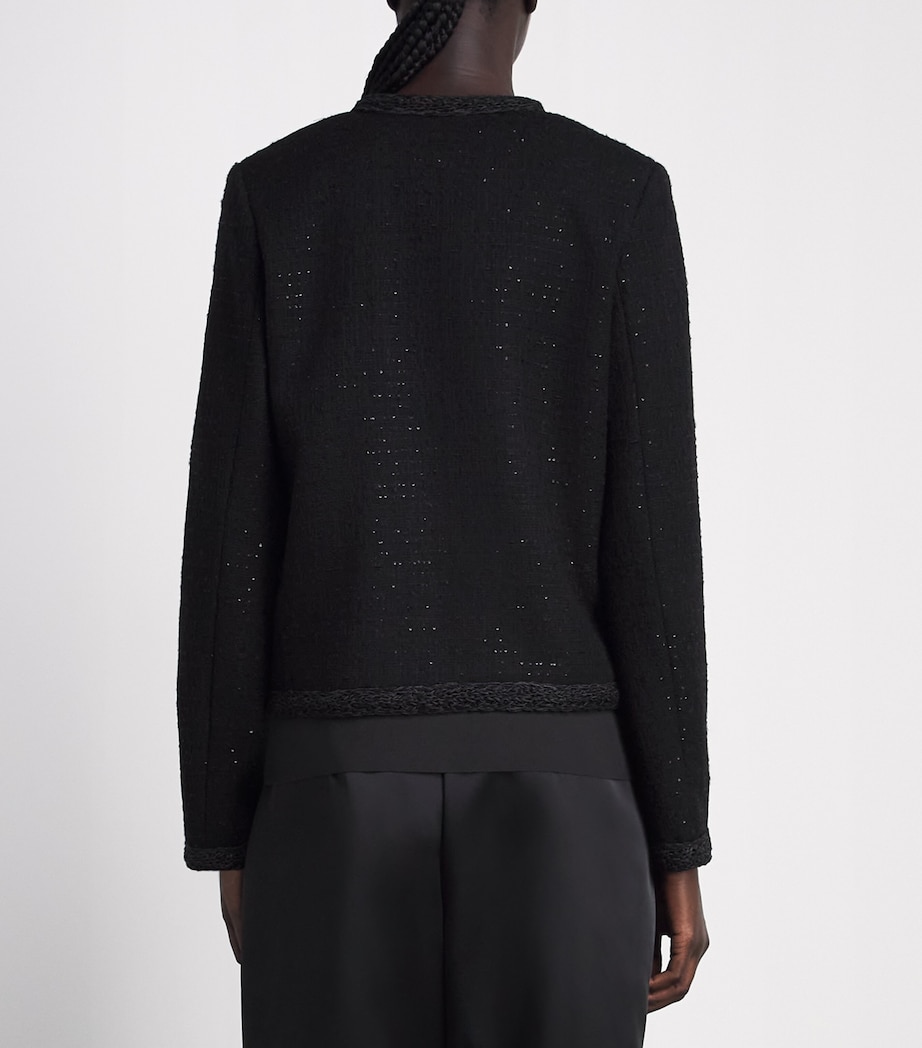 Fabiana Filippi Womens Tweed Sequin Cropped Jacket Nero Image 5