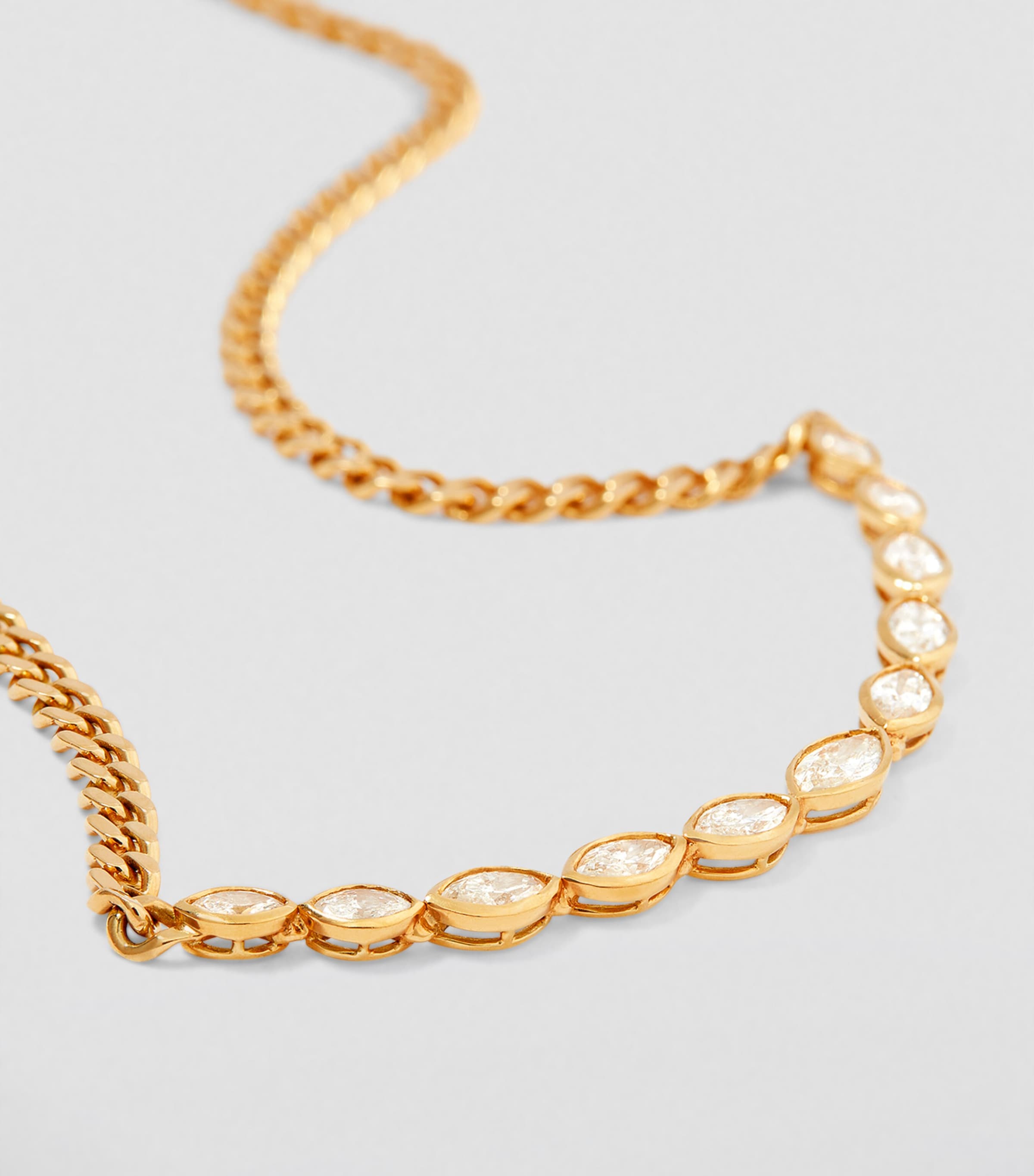 SHAY Yellow Gold and Diamond Marquise Bezel Necklace Yellow Gold Image 5