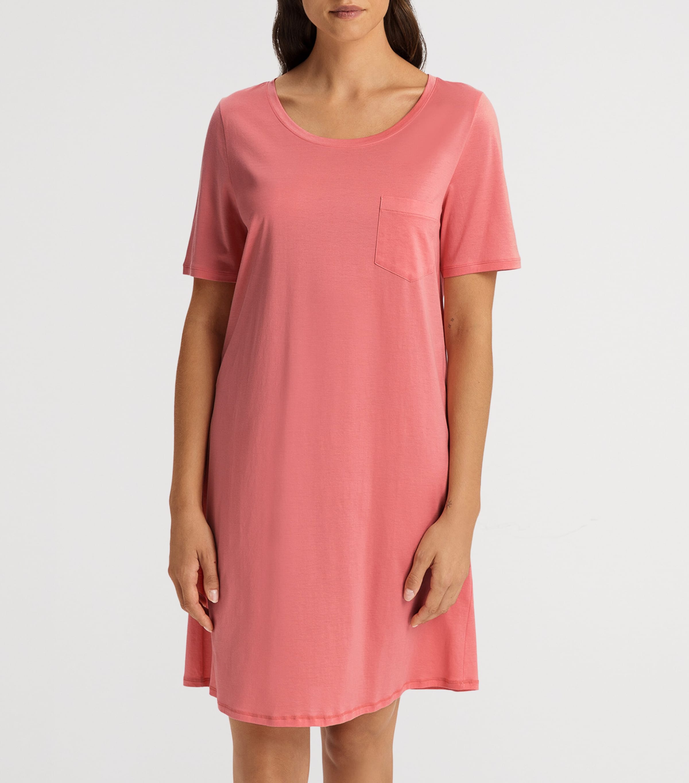 Hanro Womens Cotton Deluxe Short Sleeve Nightdress Lantana Image 3