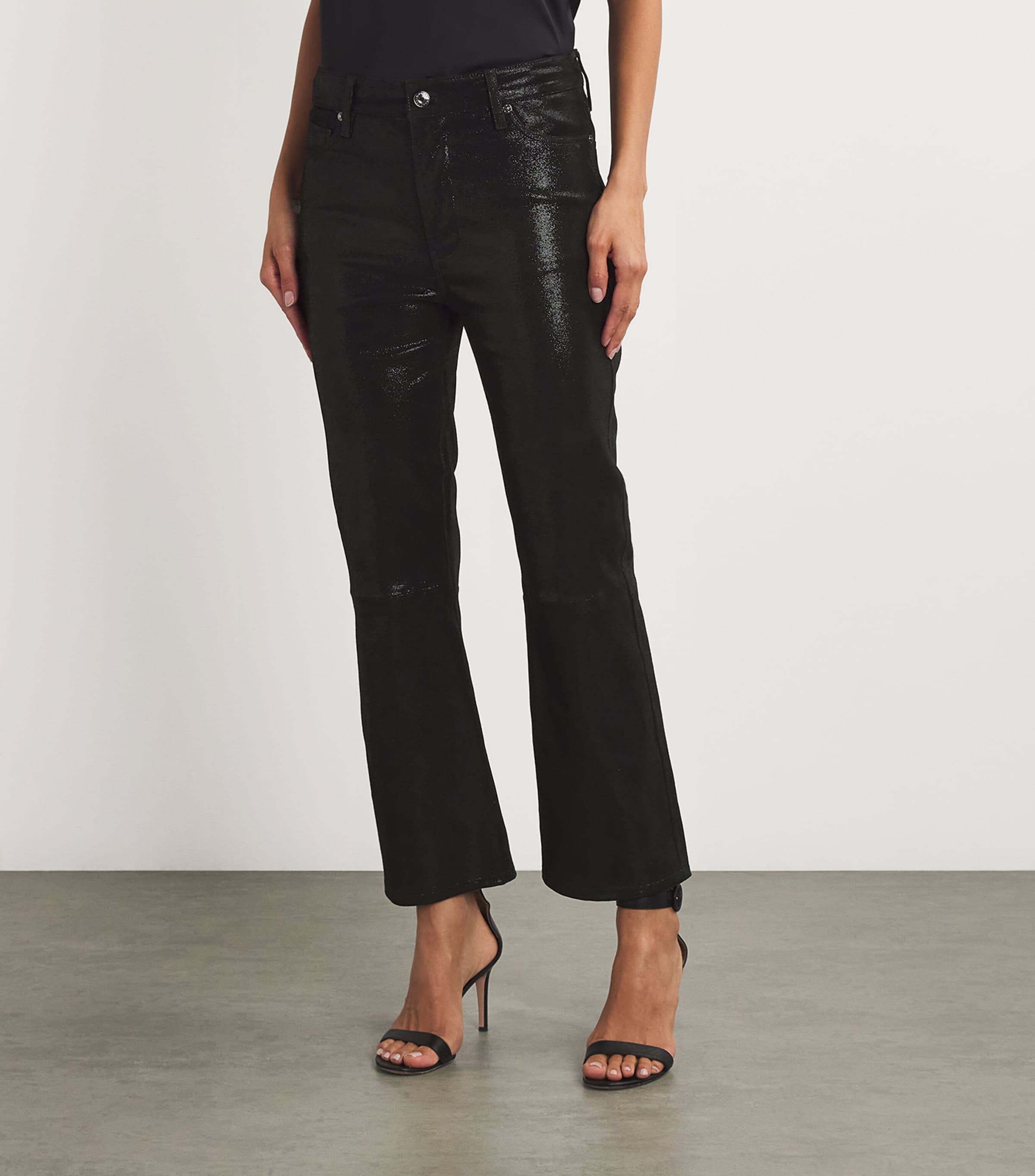 FRAME Womens Suede Le Crop Mini Boot Trousers Black Multi Image 3