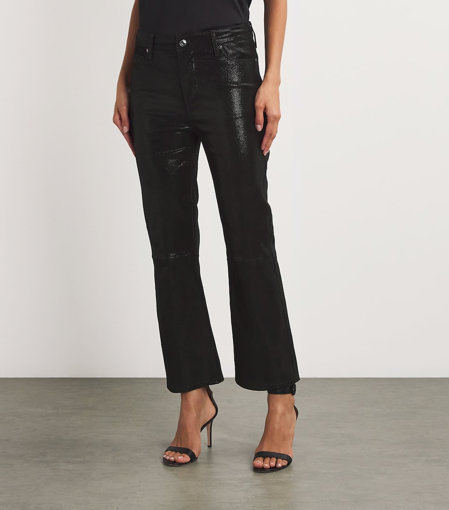 FRAME Womens Suede Le Crop Mini Boot Trousers Black Multi Image 3