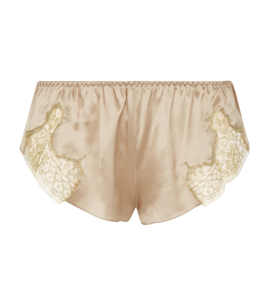 Gilda & Pearl Womens Satin Lace Shorts Almond Beige Image 1