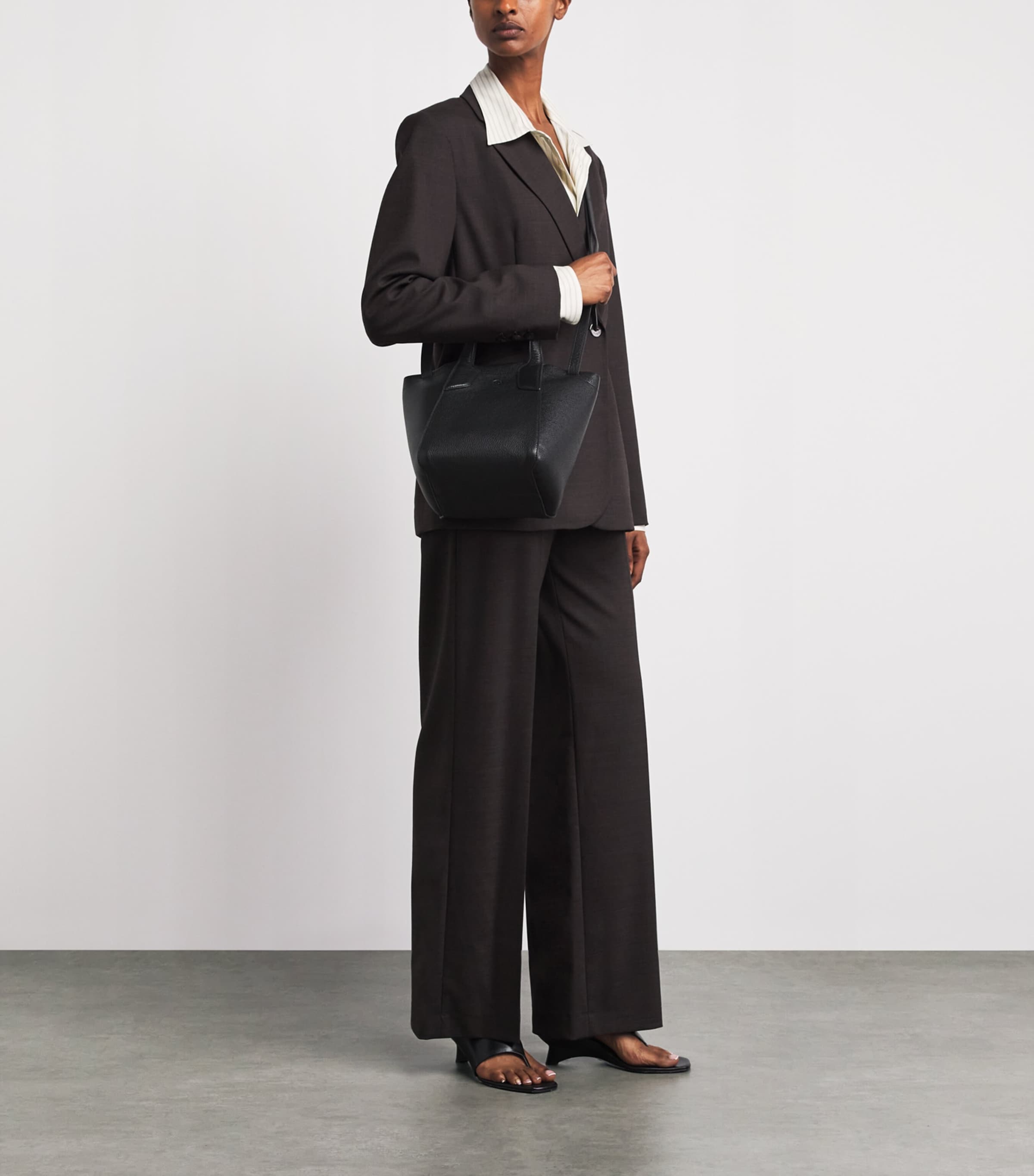 Harrods Small Leather Freya Tote Bag Black Image 4