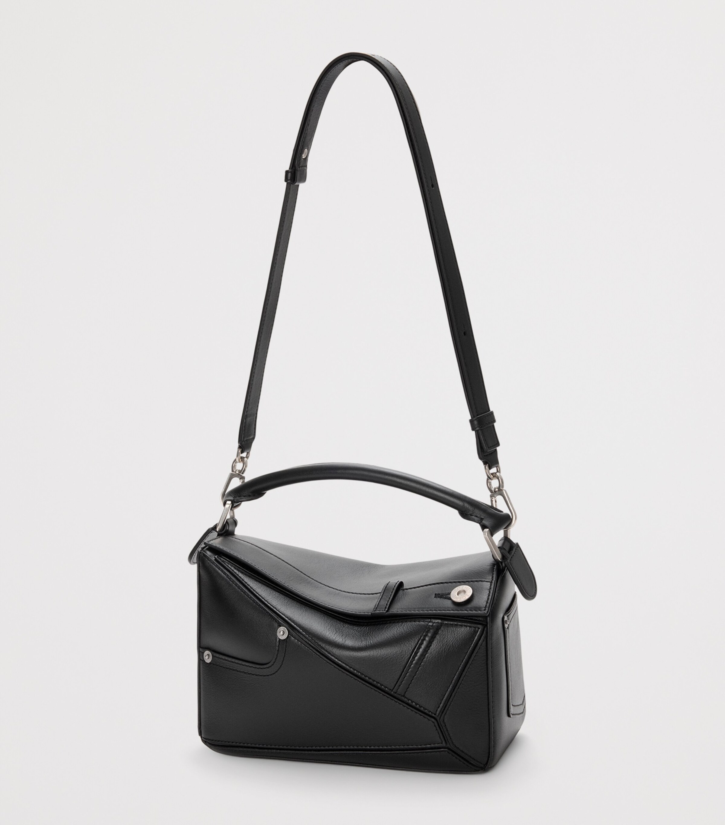 LOEWE Small Calfskin Puzzle Panta Top-Handle Bag Black Image 5