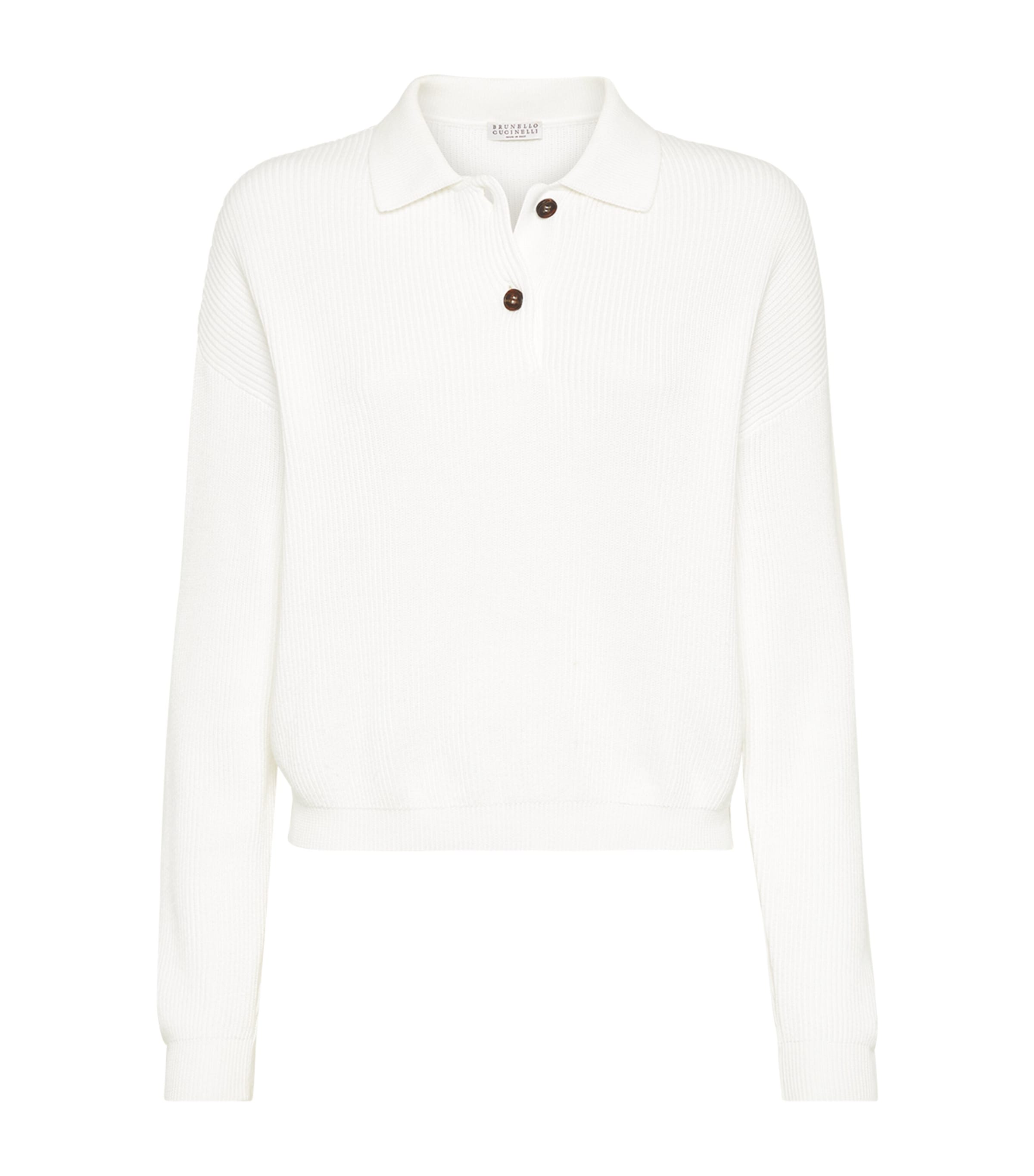 Cotton Long-Sleeve Polo Shirt C159 Image 1