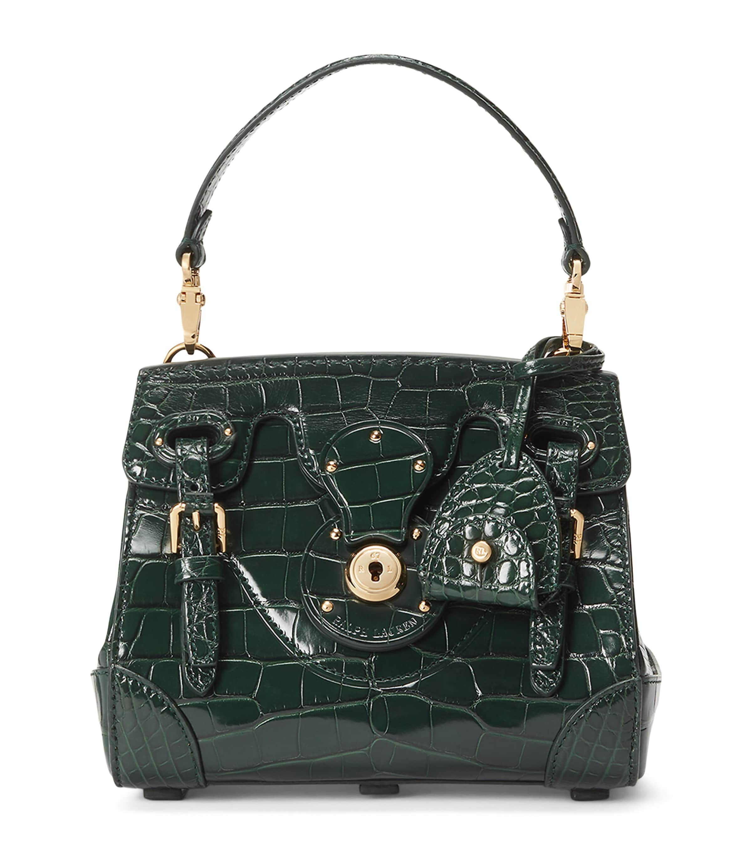 Ralph Lauren Alligator Leather Ricky 18 Top-handle Bag In Green