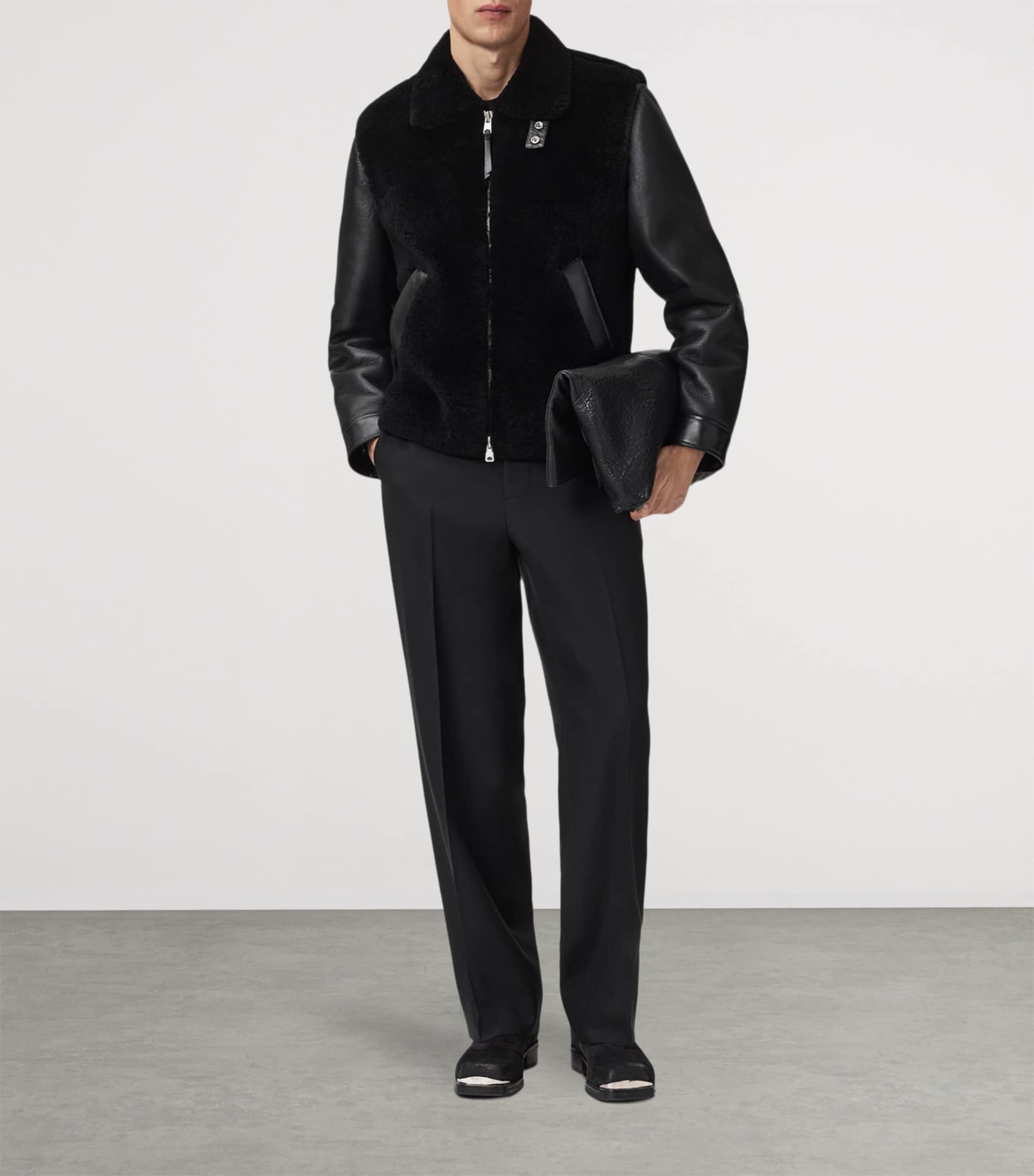 Shearling-Leather Conyer Jacket BLACK Image 3