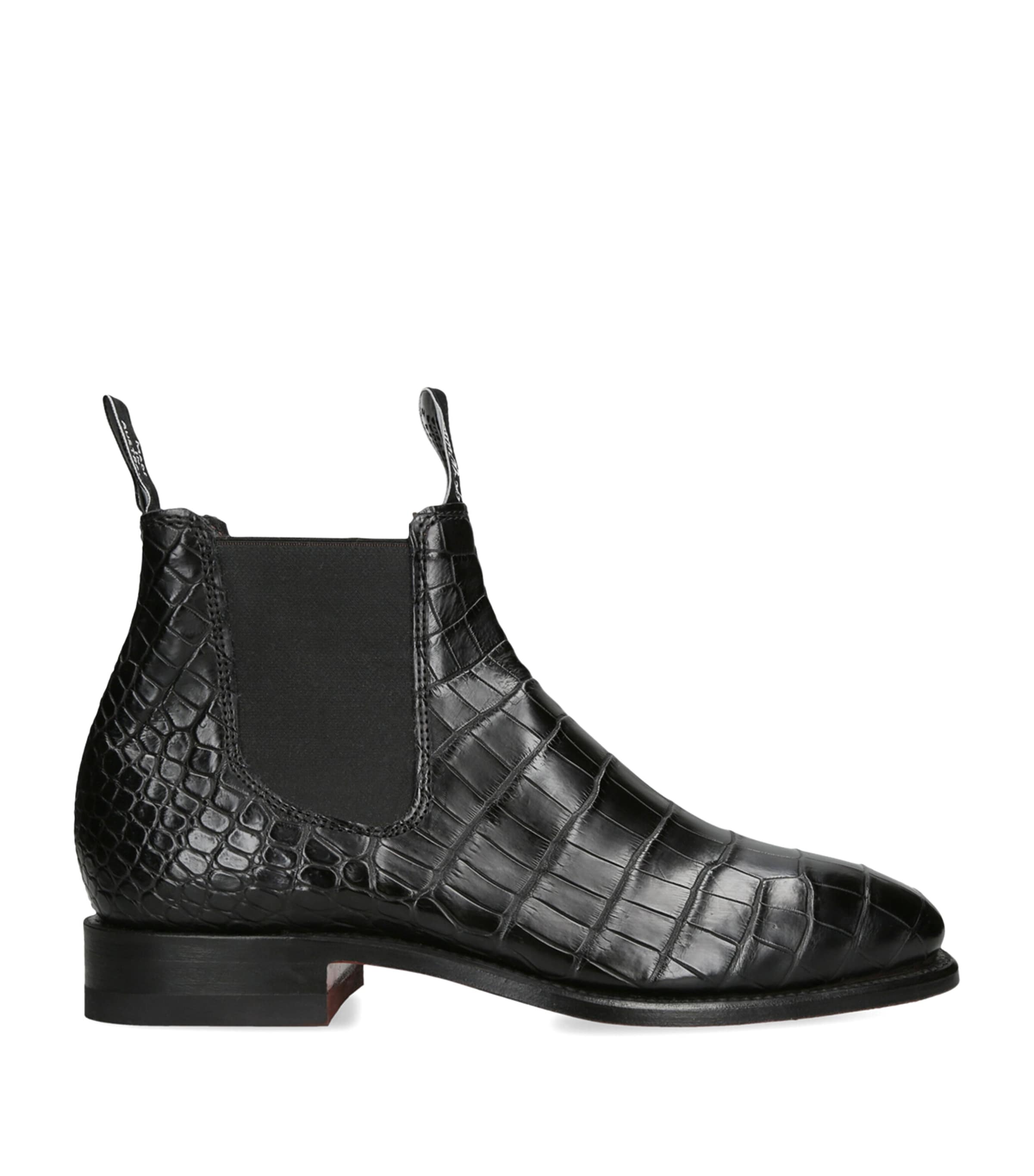 Shop Rm Williams R. M Williams Crocodile Leather Ankle Boots In Black