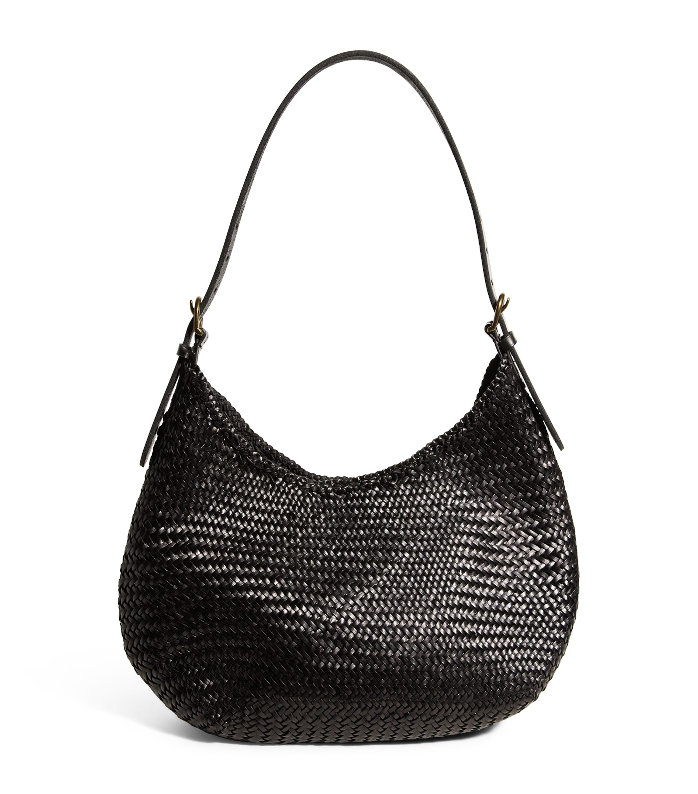 Leather Luna Mezza Tote Bag BLACK Image 1