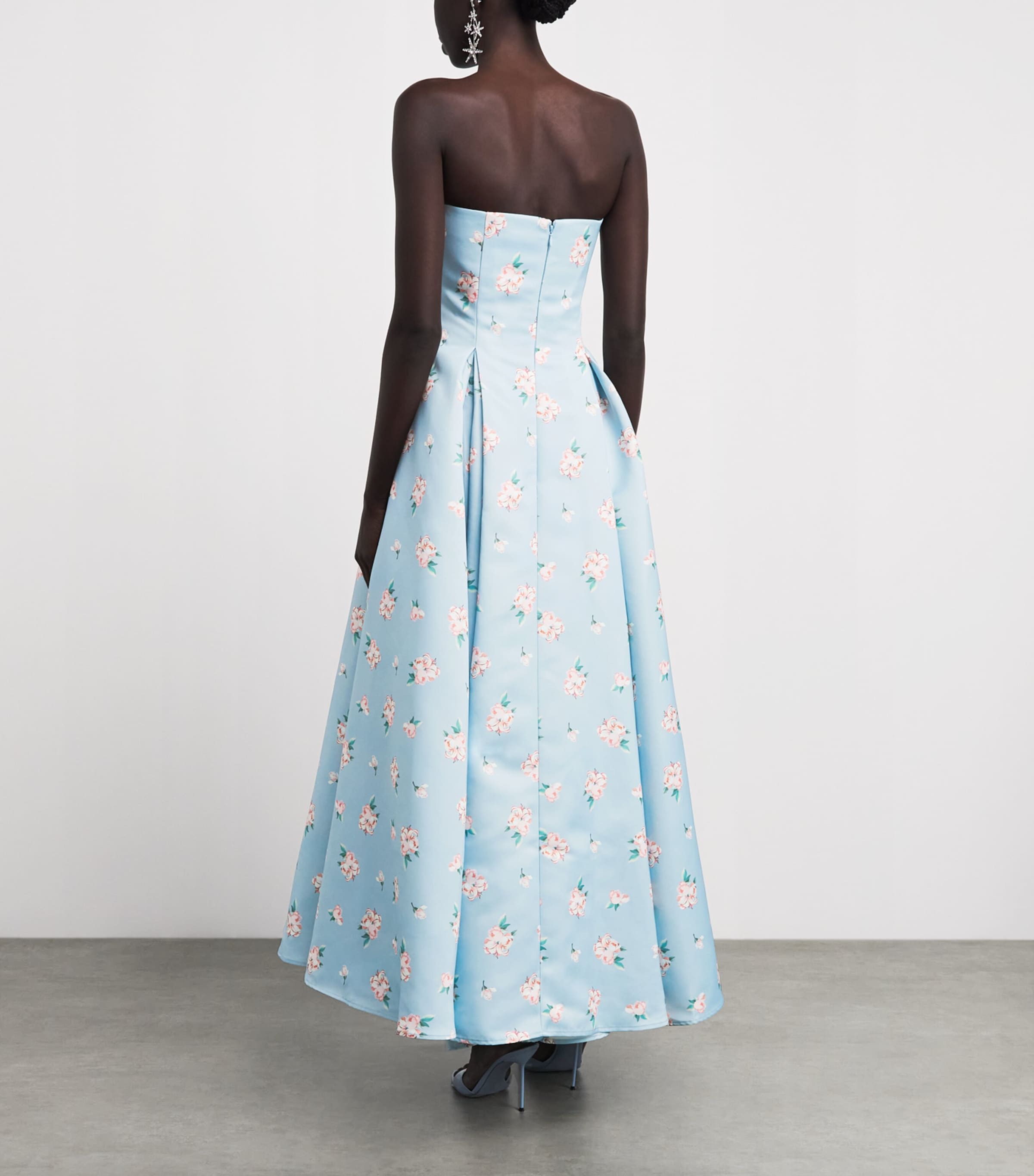 LEO LIN Womens Floral Nora Strapless Gown Ditsy Floral Blue Image 4