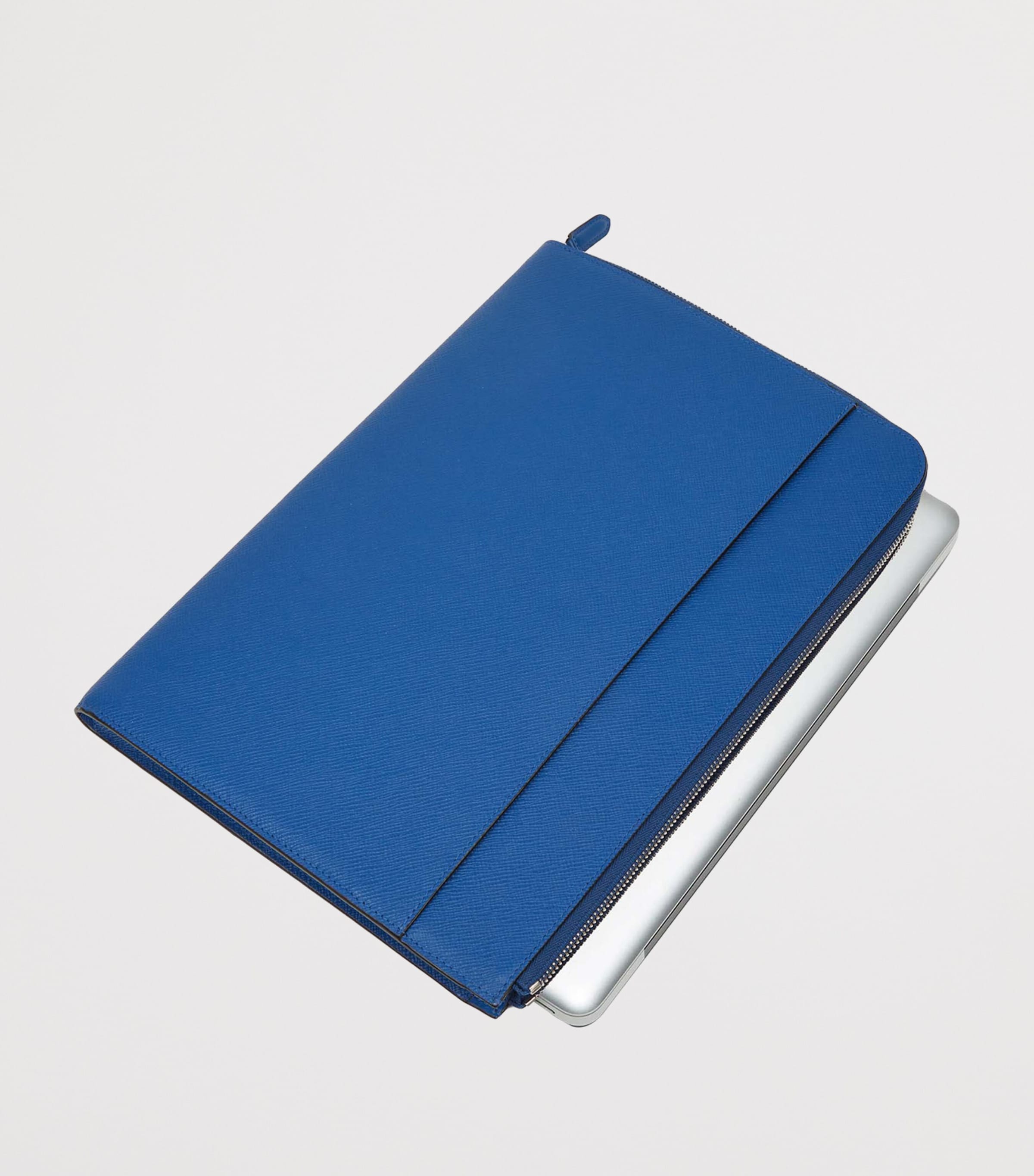 Small Panama Leather Laptop Case CERULEAN Image 2