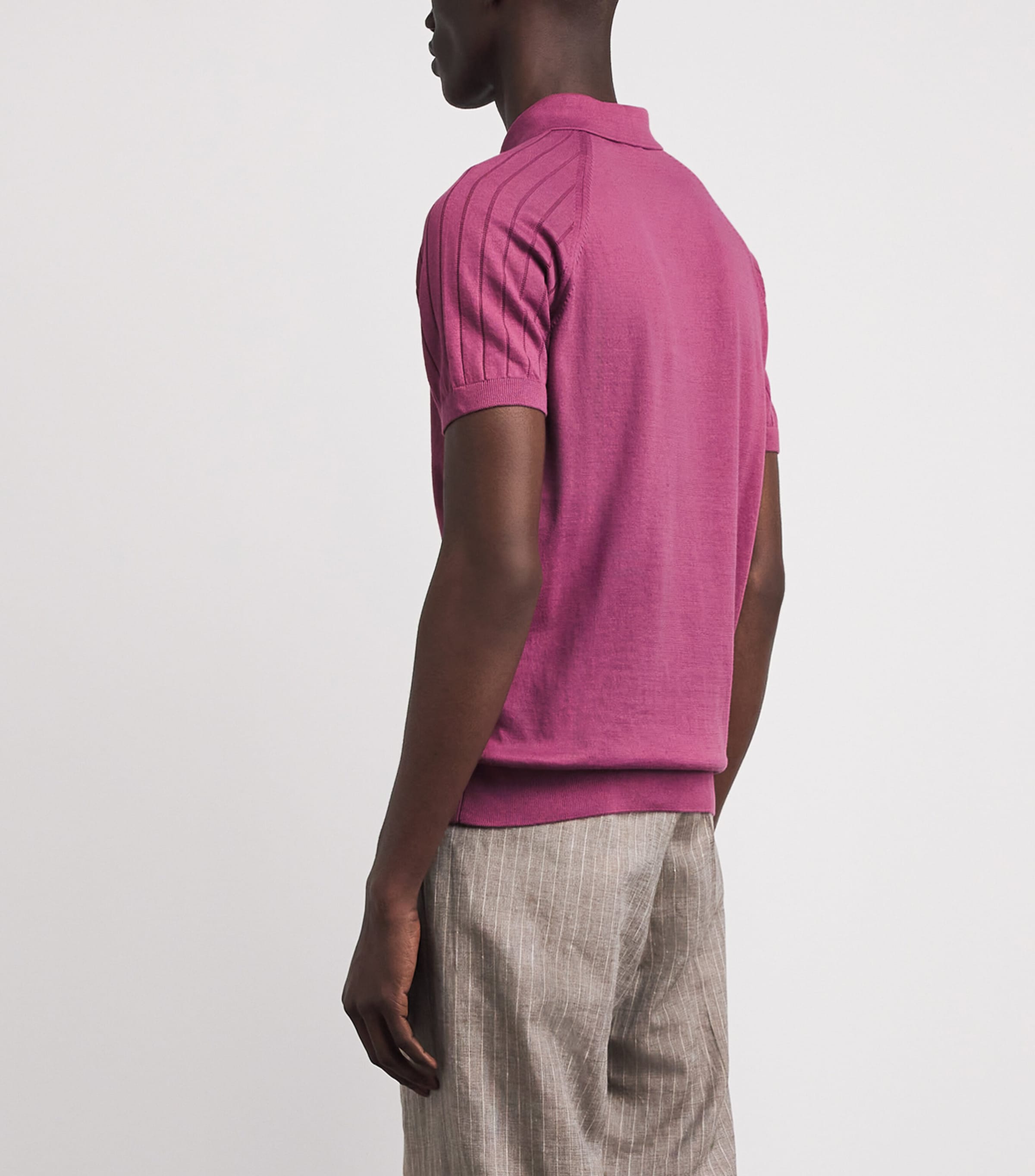 Pal Zileri Mens Cotton Zip-Up Polo Shirt Violet Image 5