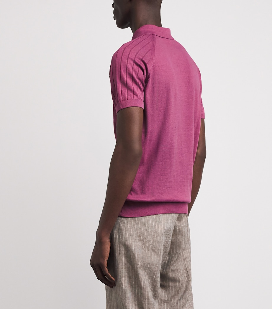 Pal Zileri Mens Cotton Zip-Up Polo Shirt Violet Image 5