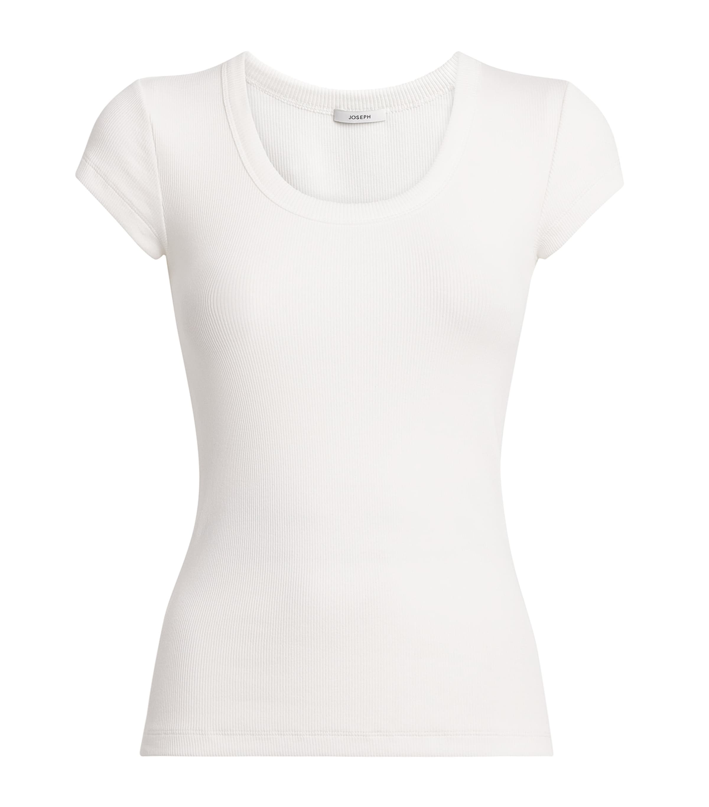 Stretch-Cotton Ribbed Saba Top WHITE Image 1