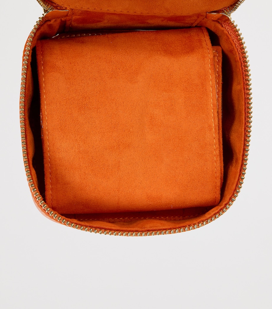 Vegan Leather Maria Cube Jewellery Case TANGERINE Image 6