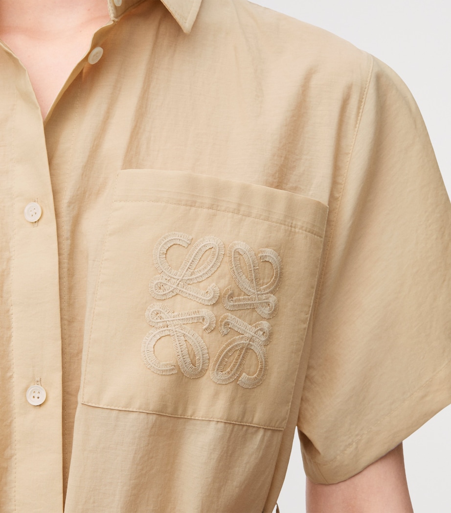Cotton-Blend Mini Shirt Dress LIGHT BEIGE Image 4