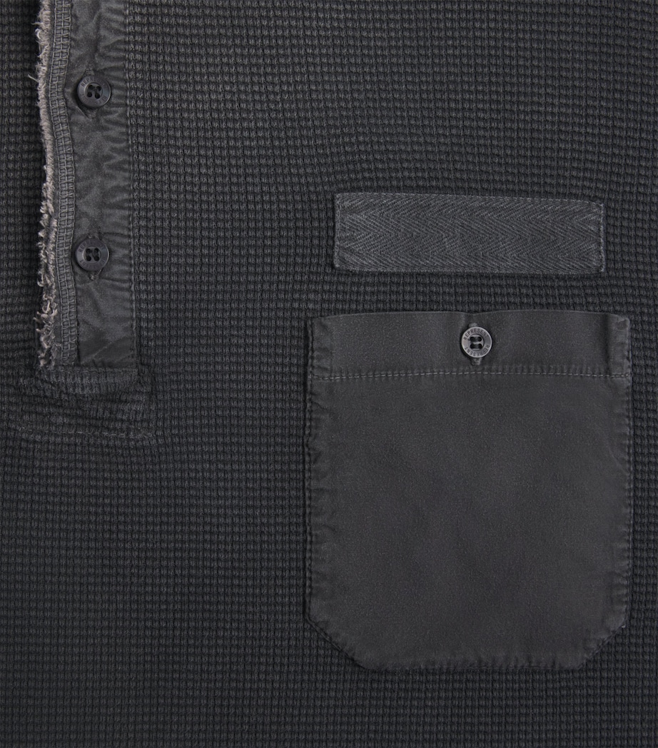 Represent Mens Heavyweight Cotton Henley Top Vintage Black Image 6