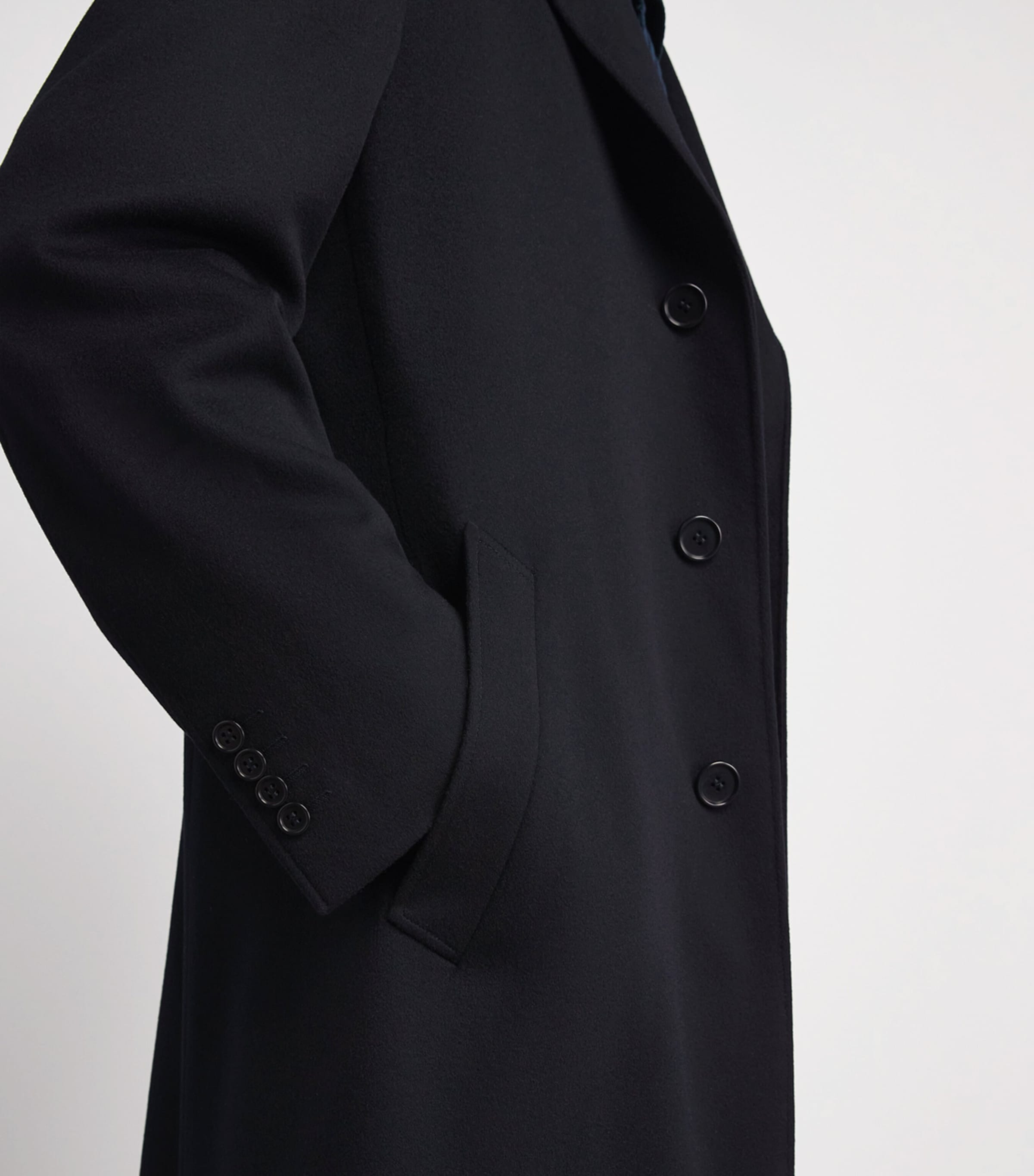 Canali Mens Wool-Cashmere Overcoat Navy Image 3