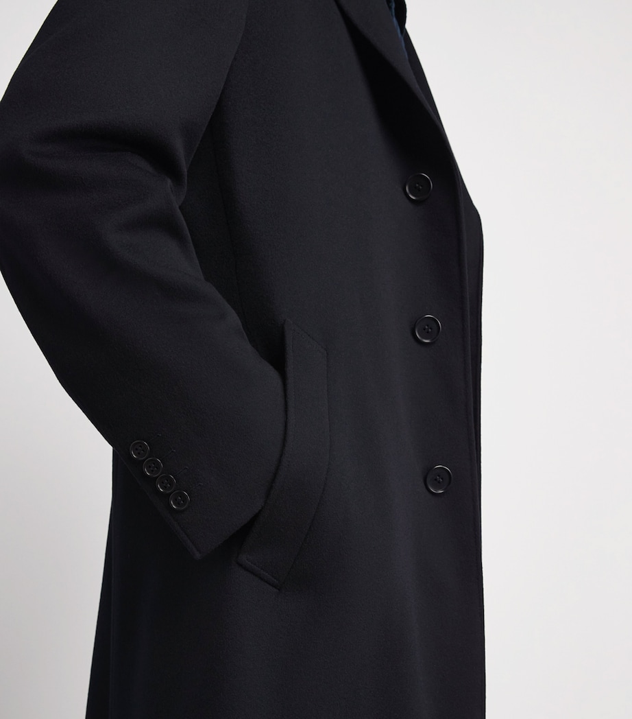 Canali Mens Wool-Cashmere Overcoat Navy Image 3
