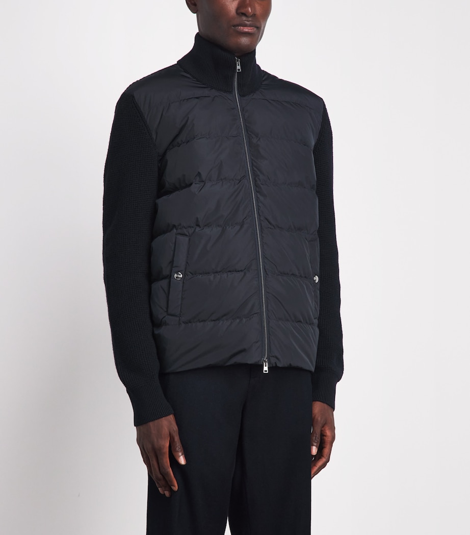 Herno Mens Down Merino Wool Hybrid Jacket Blu Scuro Image 4