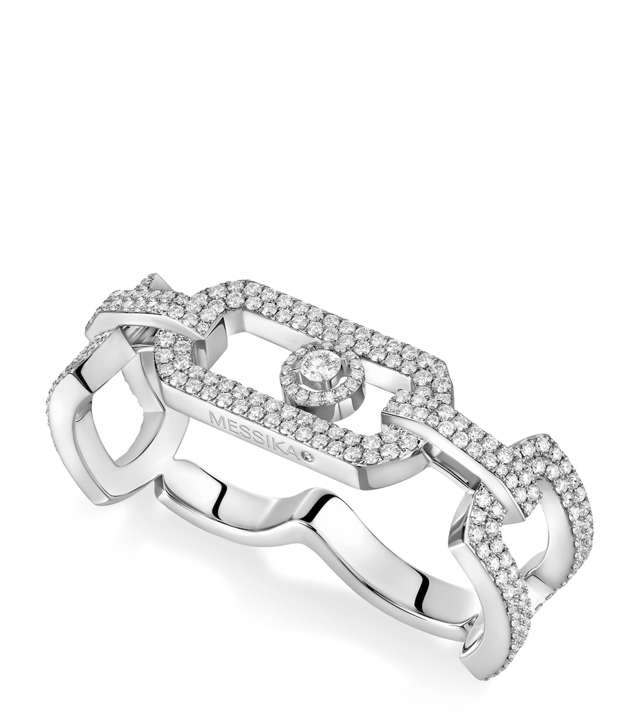 Messika So Move White Gold and Diamond 2-Finger Pavé Ring White Gold Image 1