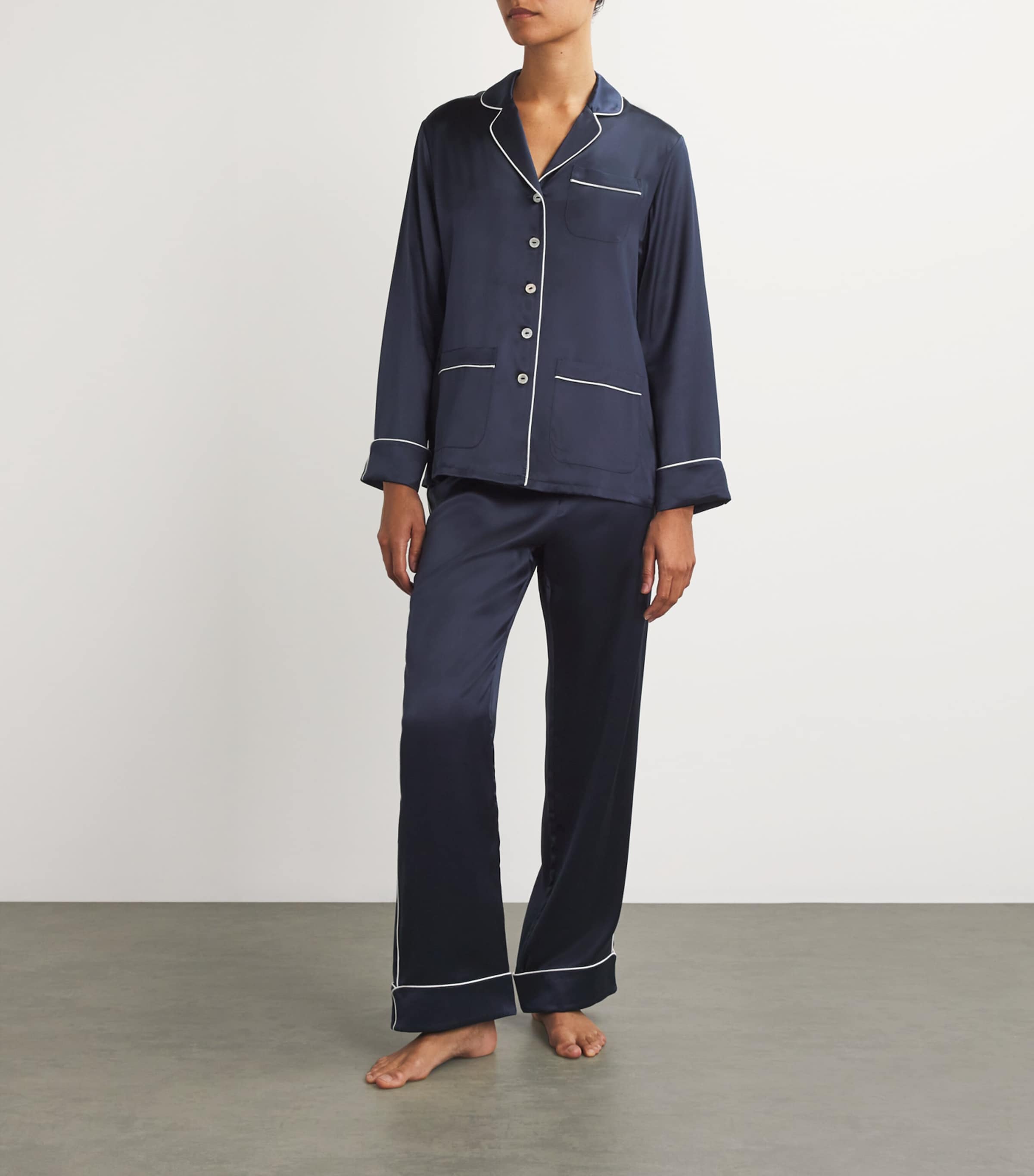 Silk Coco Pyjama Set NAVY IVORY Image 2