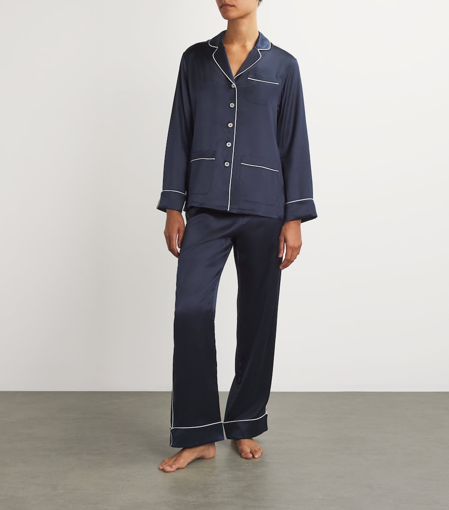 Silk Coco Pyjama Set NAVY IVORY Image 2