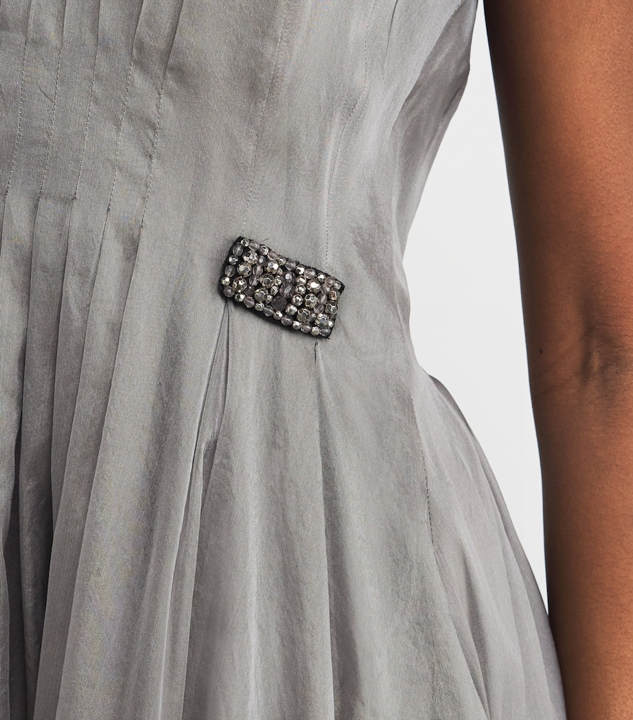 Silk-Blend Organza Midi Dress DARK GREY Image 4
