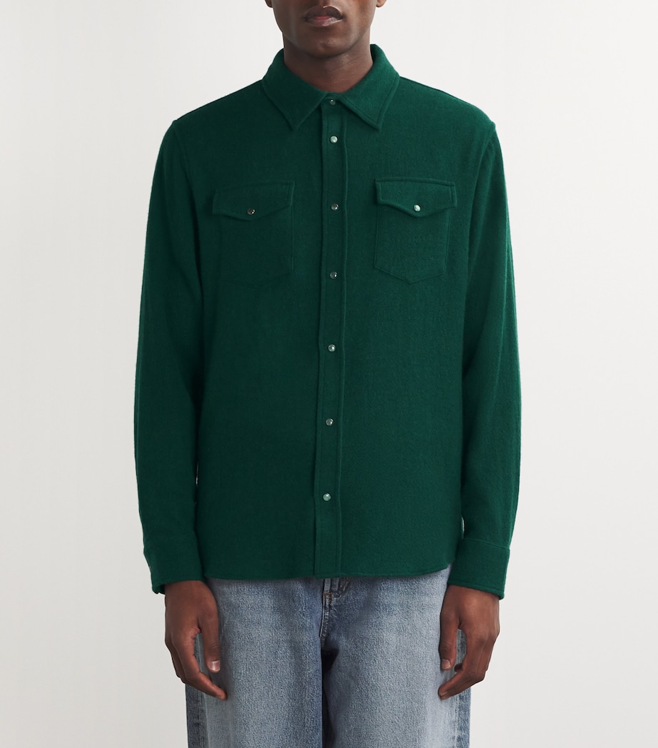 Unisex Cashmere Press-Stud Overshirt FOREST GREEN Image 3