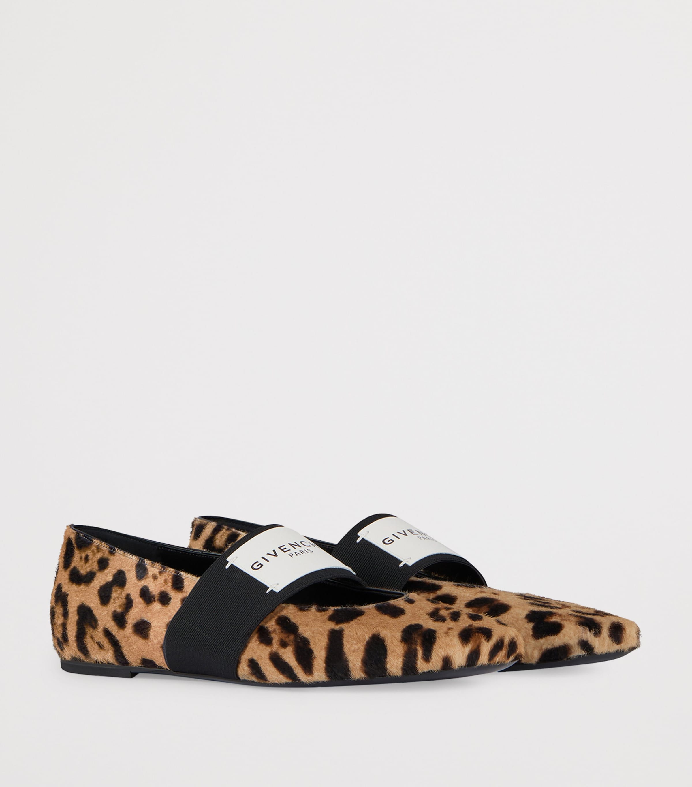 Leather Leopard Square-Toe Ballet Flats BLACK/BEIGE Image 2