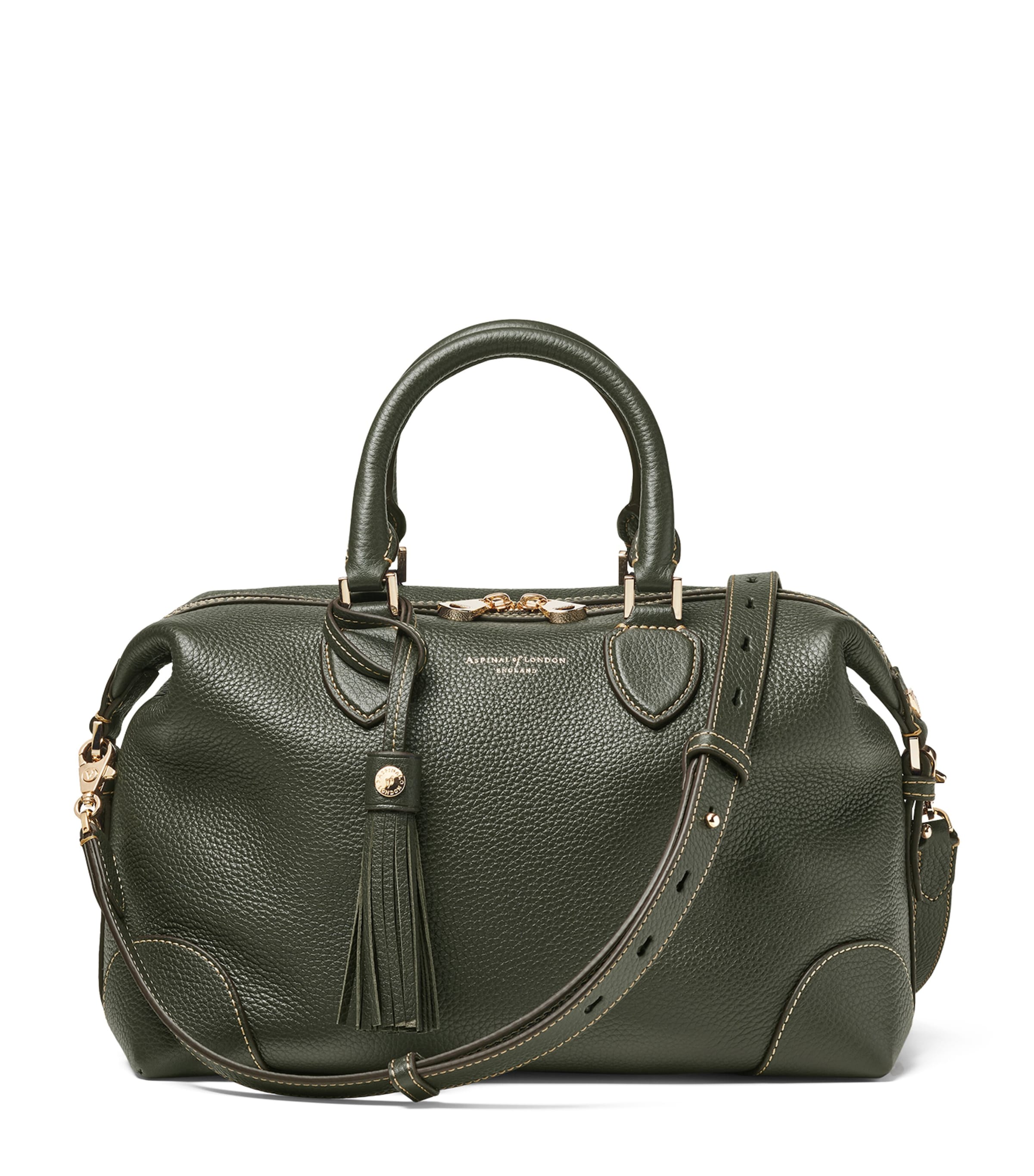 Aspinal Of London Mens Green Hudson Leather Bowling Bag In Green