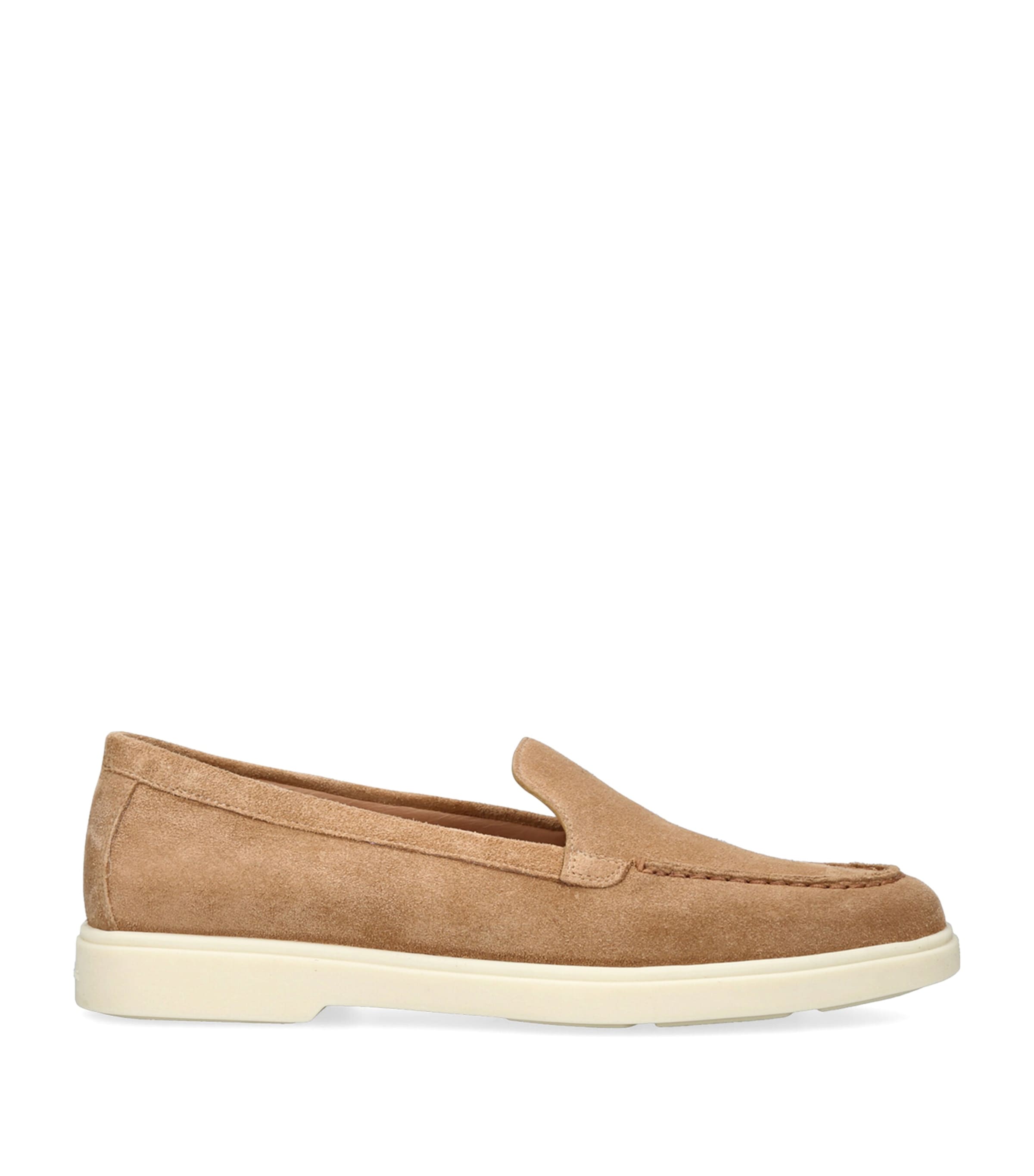 Santoni Suede Detroit Loafers In Beige