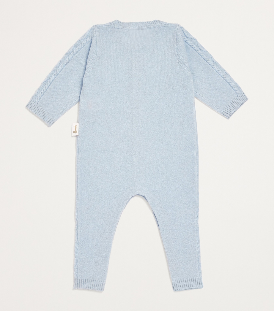 Harrods Cashmere Cable-Knit All-In-One (0-24 Months) Blue Image 2