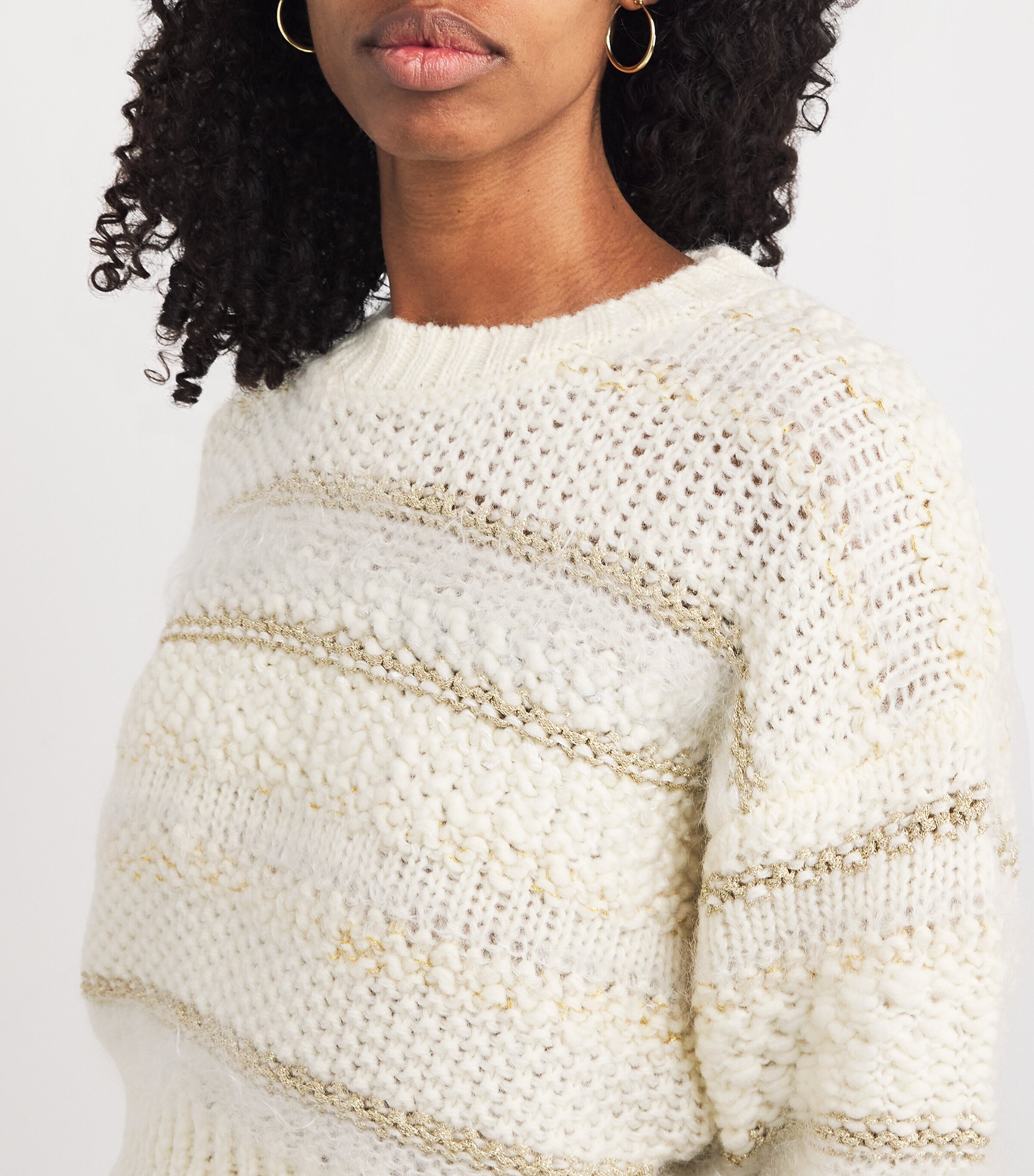 Cropped Stripe Sweater CREAM MULTI Image 6