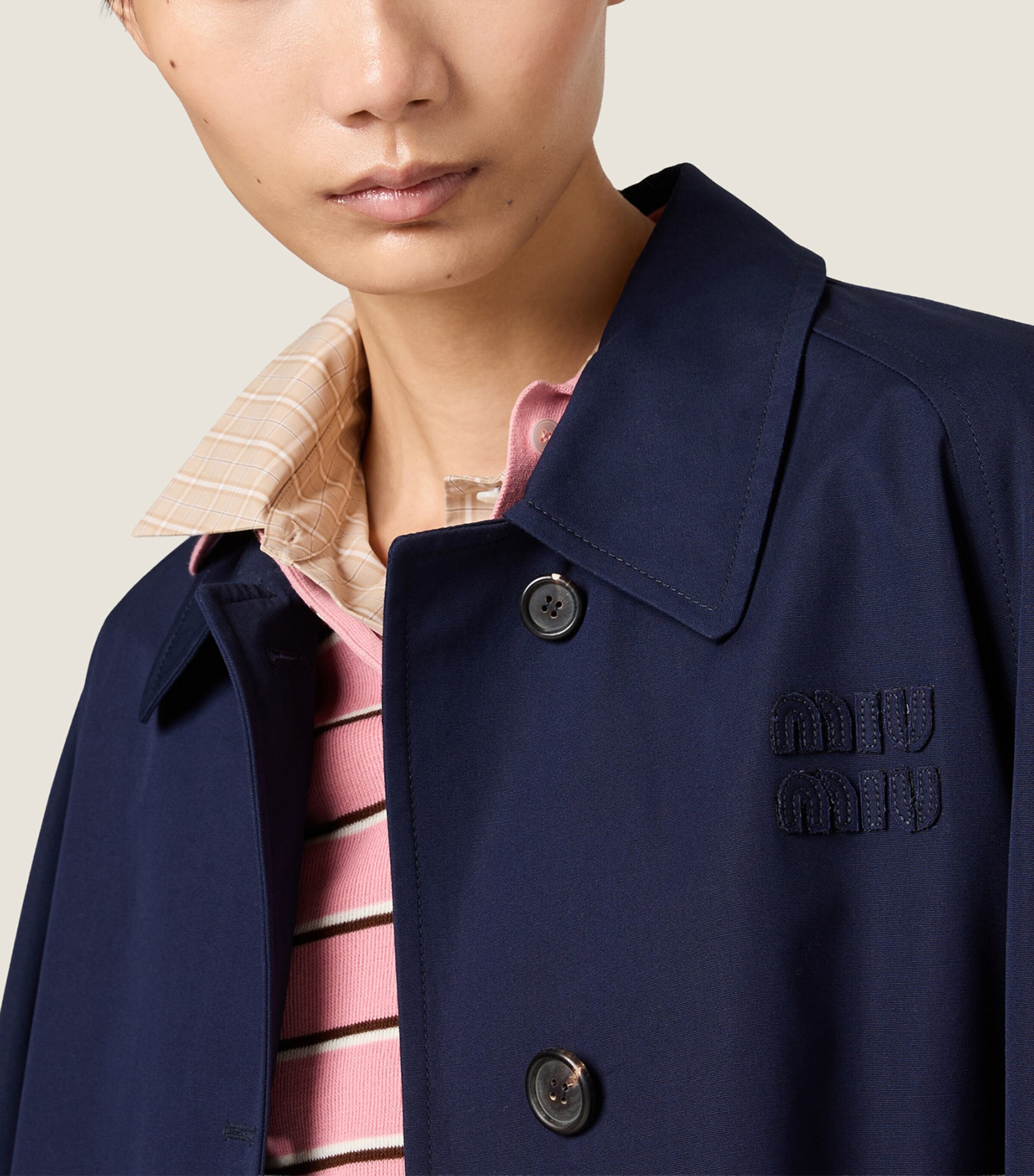 Miu Miu Womens Cotton Poplin Coat Blue Image 5
