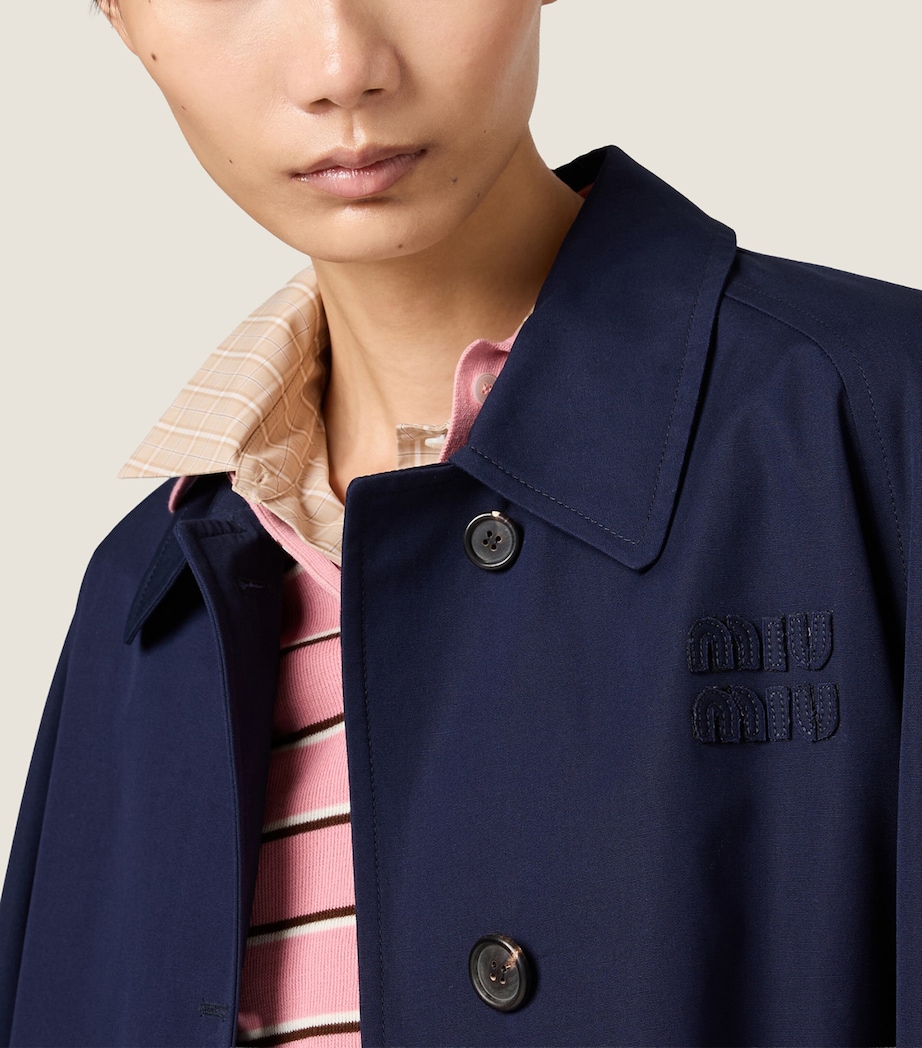 Miu Miu Womens Cotton Poplin Coat Blue Image 5