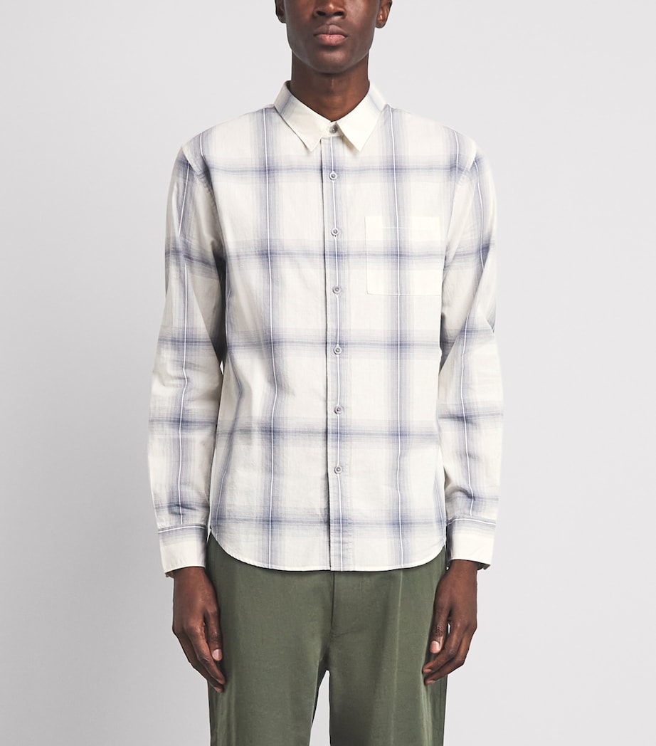 Vince Mens Cotton Check Townes Shirt Blanco/hawk Blue Image 4