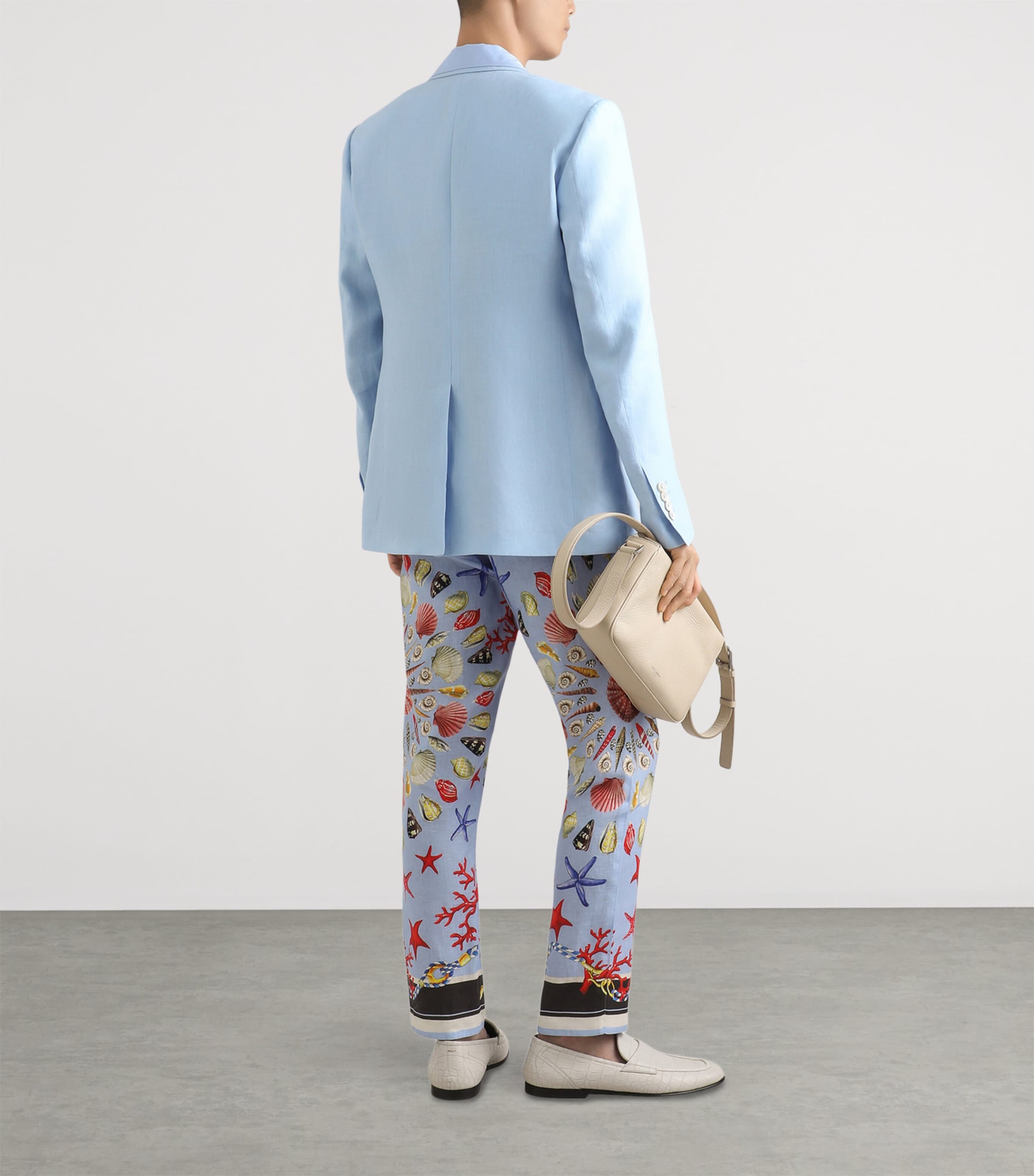 Linen Single-Breasted Blazer B1581-SKY BLUE Image 5