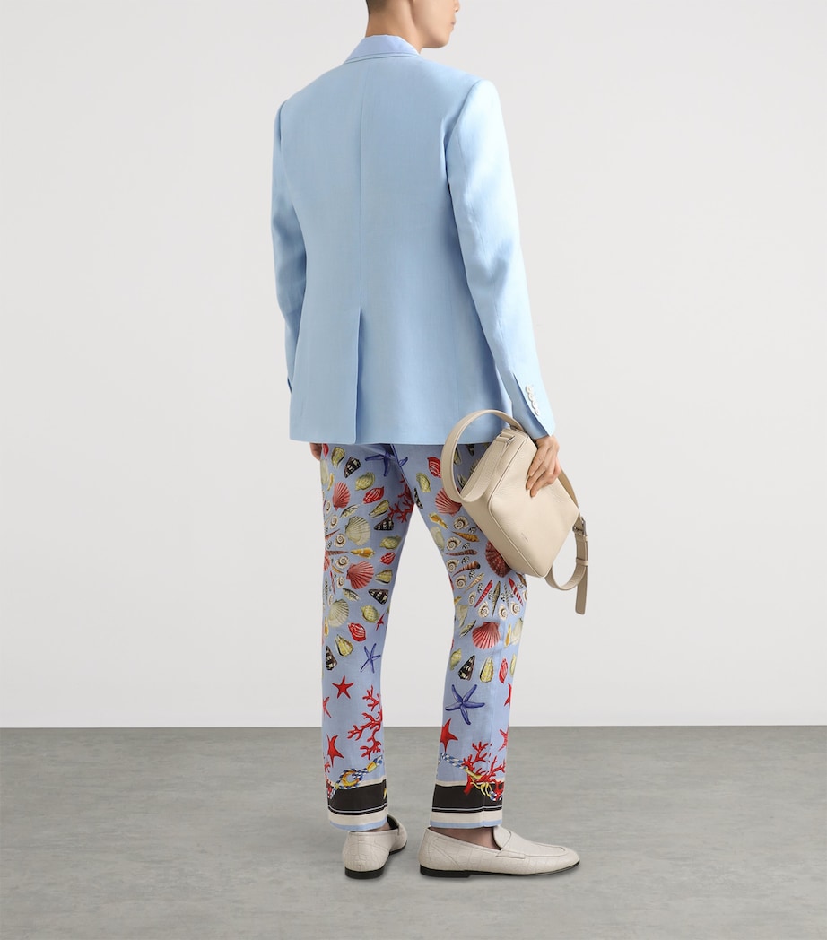 Linen Single-Breasted Blazer B1581-SKY BLUE Image 5