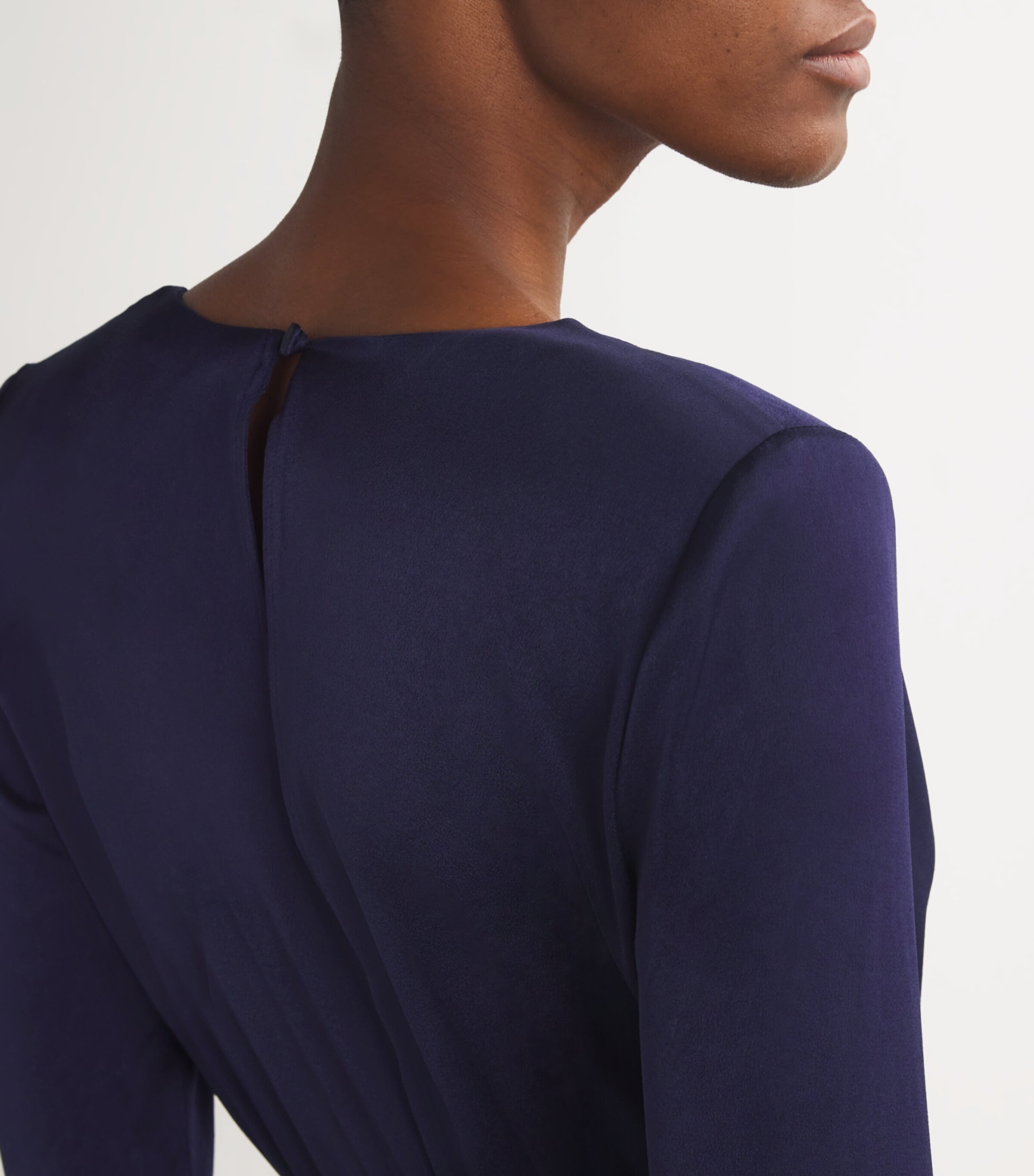 Roland Mouret Womens Satin Cowl-Neck Midi Dress Navy Image 4