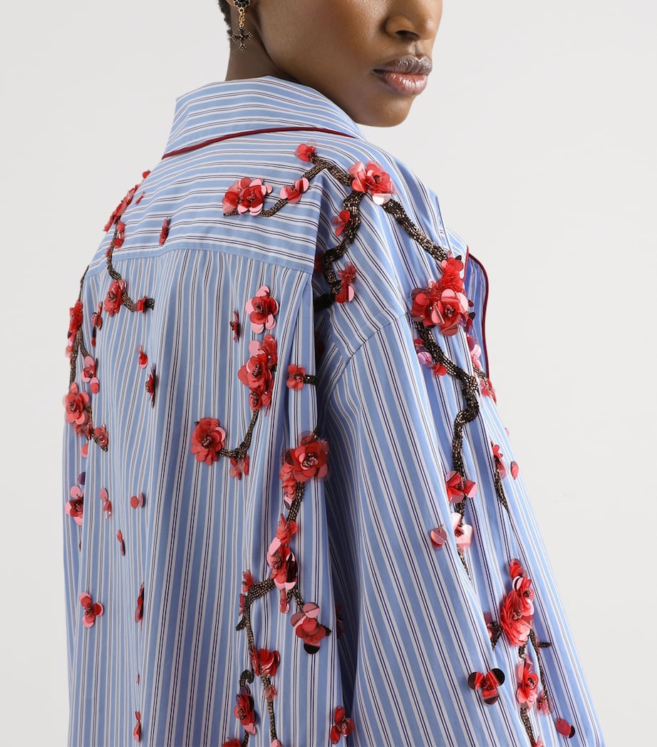 Dolce&Gabbana Womens Cotton-Silk Stripe Embellished Shirt Embr Image 5