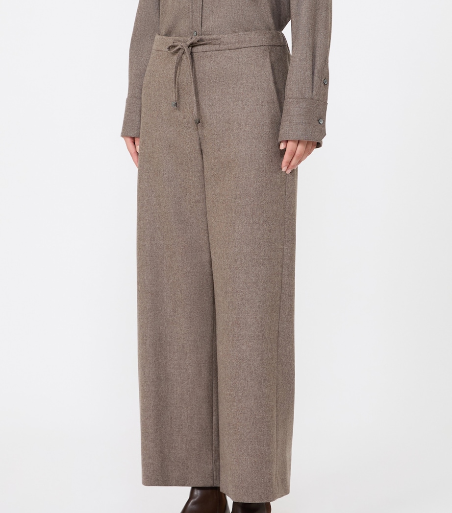Max Mara Womens Stretch-Wool Drawstring Trousers Turtledove Image 2