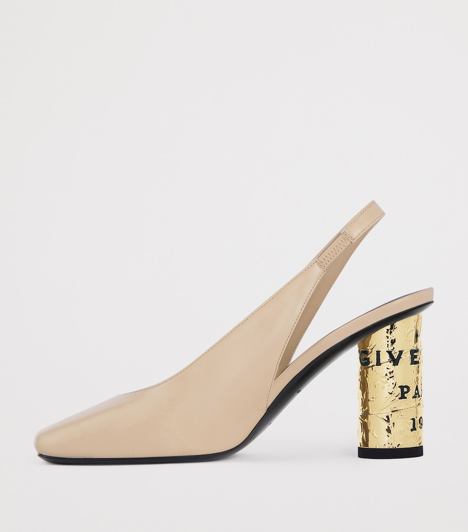Leather Slingback Heels 85 BEIGE Image 3