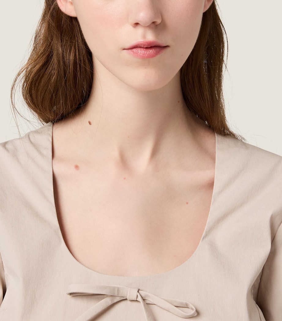 Miu Miu Womens Cotton Poplin Bow Mini Dress Neutral Image 5