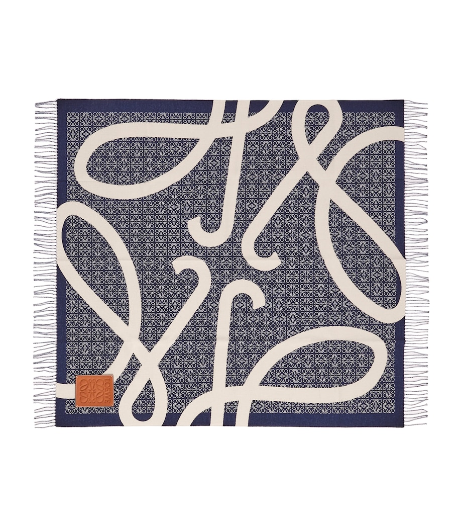LOEWE Wool Anagram Blanket (120cm x 140cm) Navy Blue Image 2